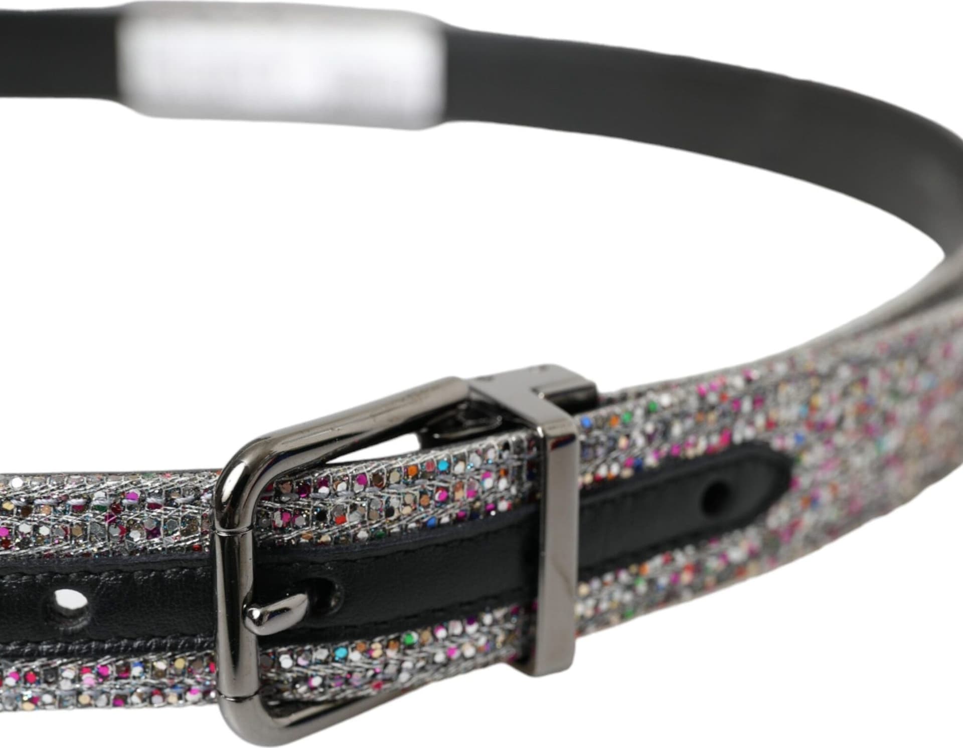 Dolce & Gabbana Multicolor Embellished Silver Metal Buckle Belt - 3