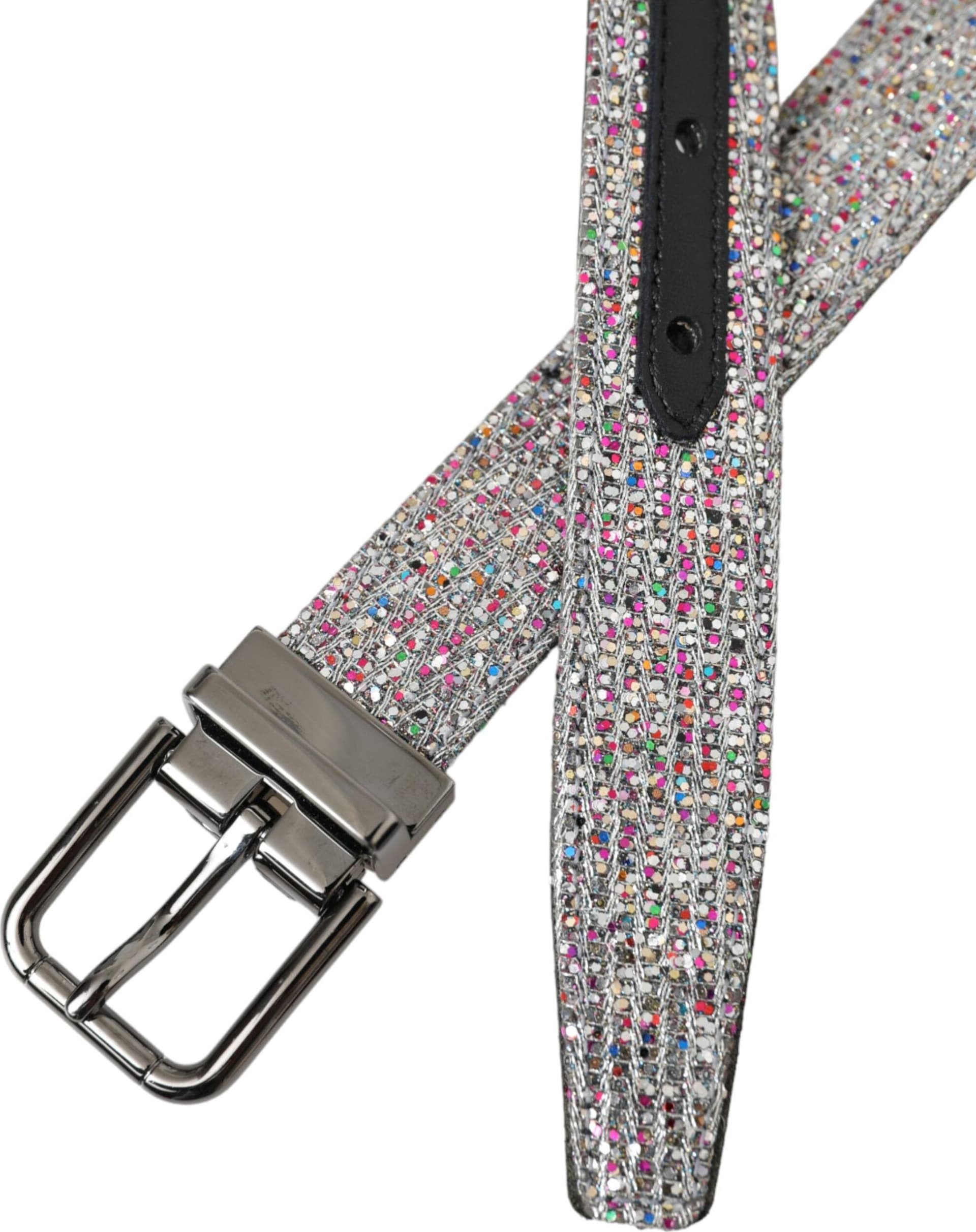Dolce & Gabbana Multicolor Embellished Silver Metal Buckle Belt - 4