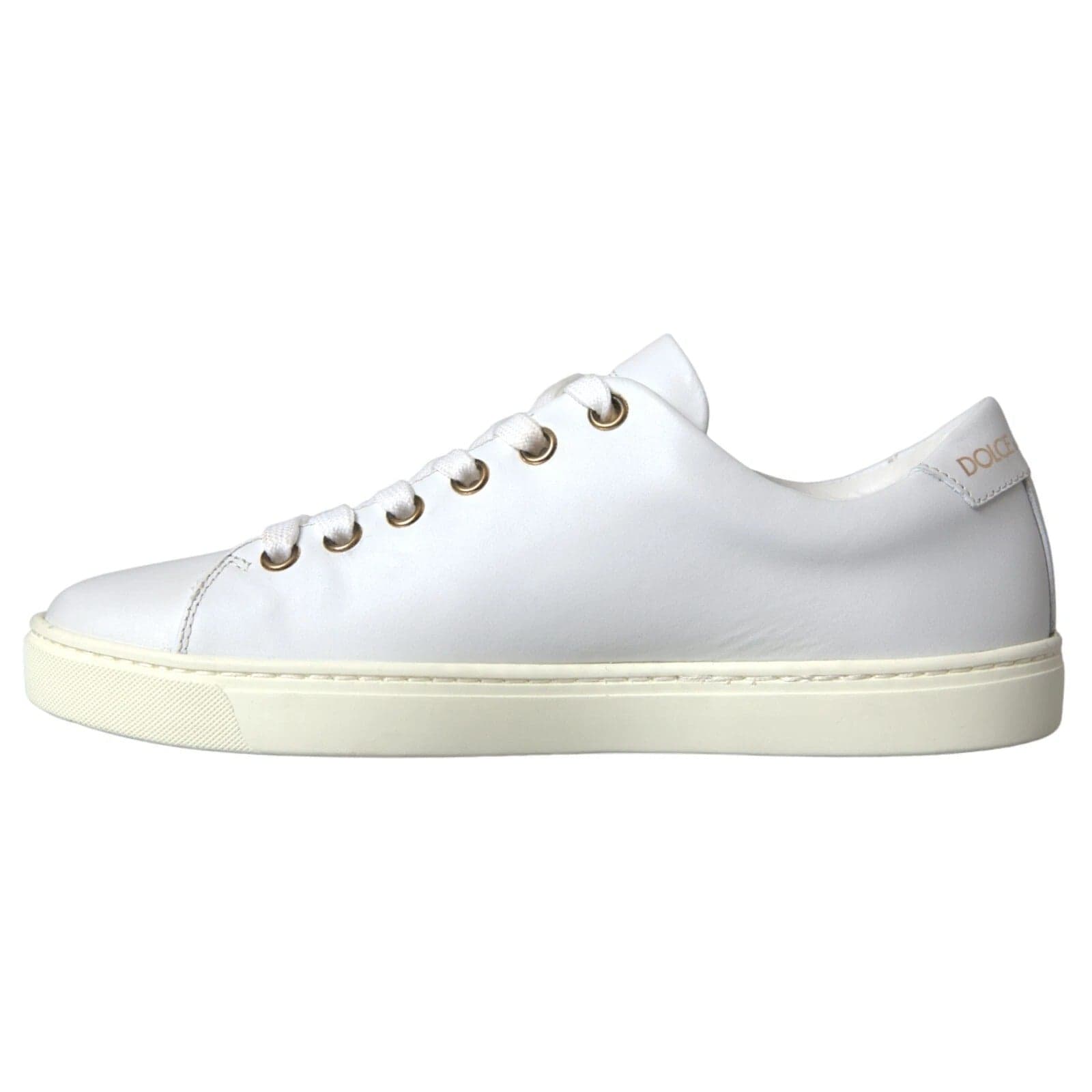 Dolce & Gabbana White Leather Gold Red Heart Sneakers Shoes - 4