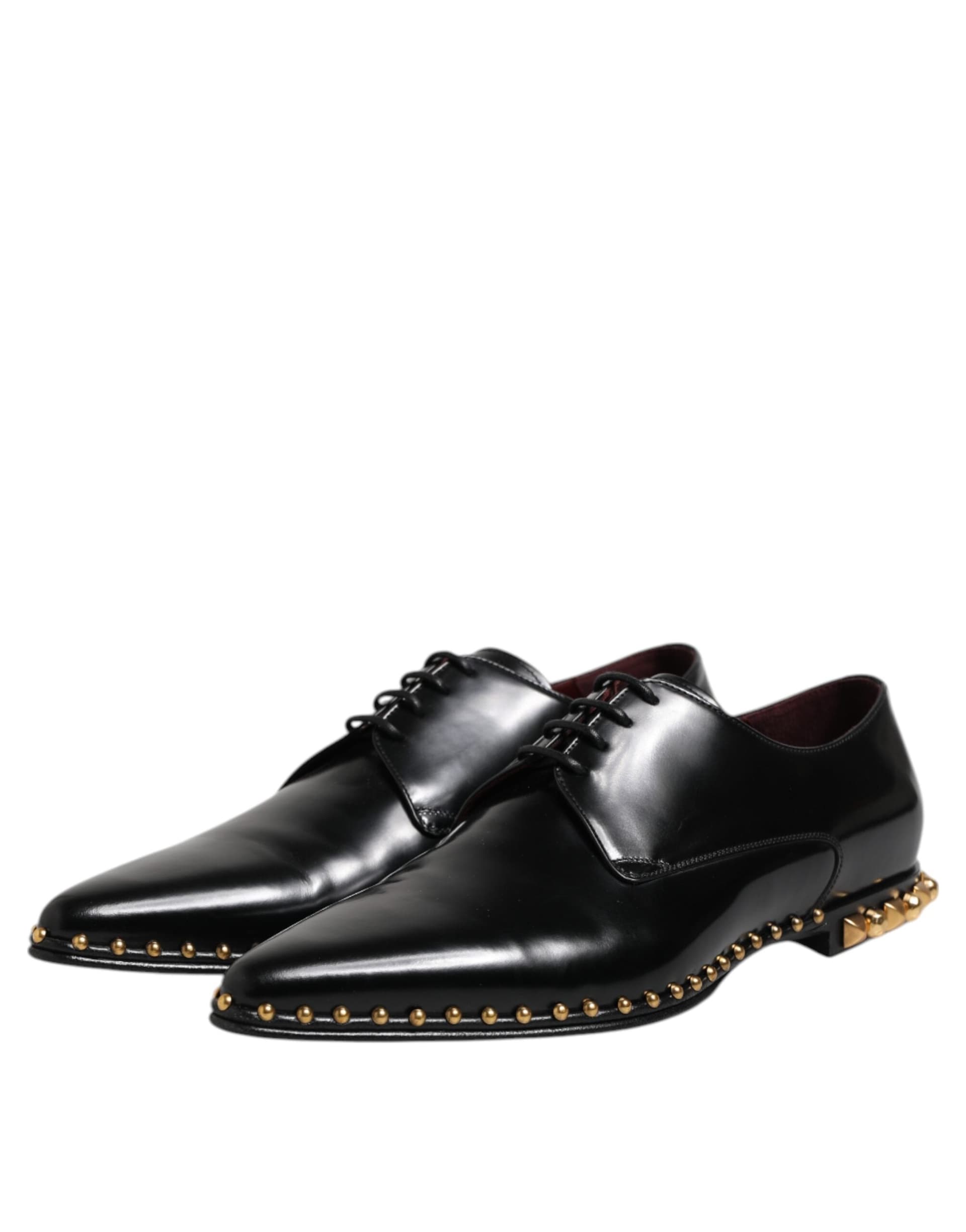 Dolce & Gabbana Black Leather Studded Derby Men Dress Shoes - 3