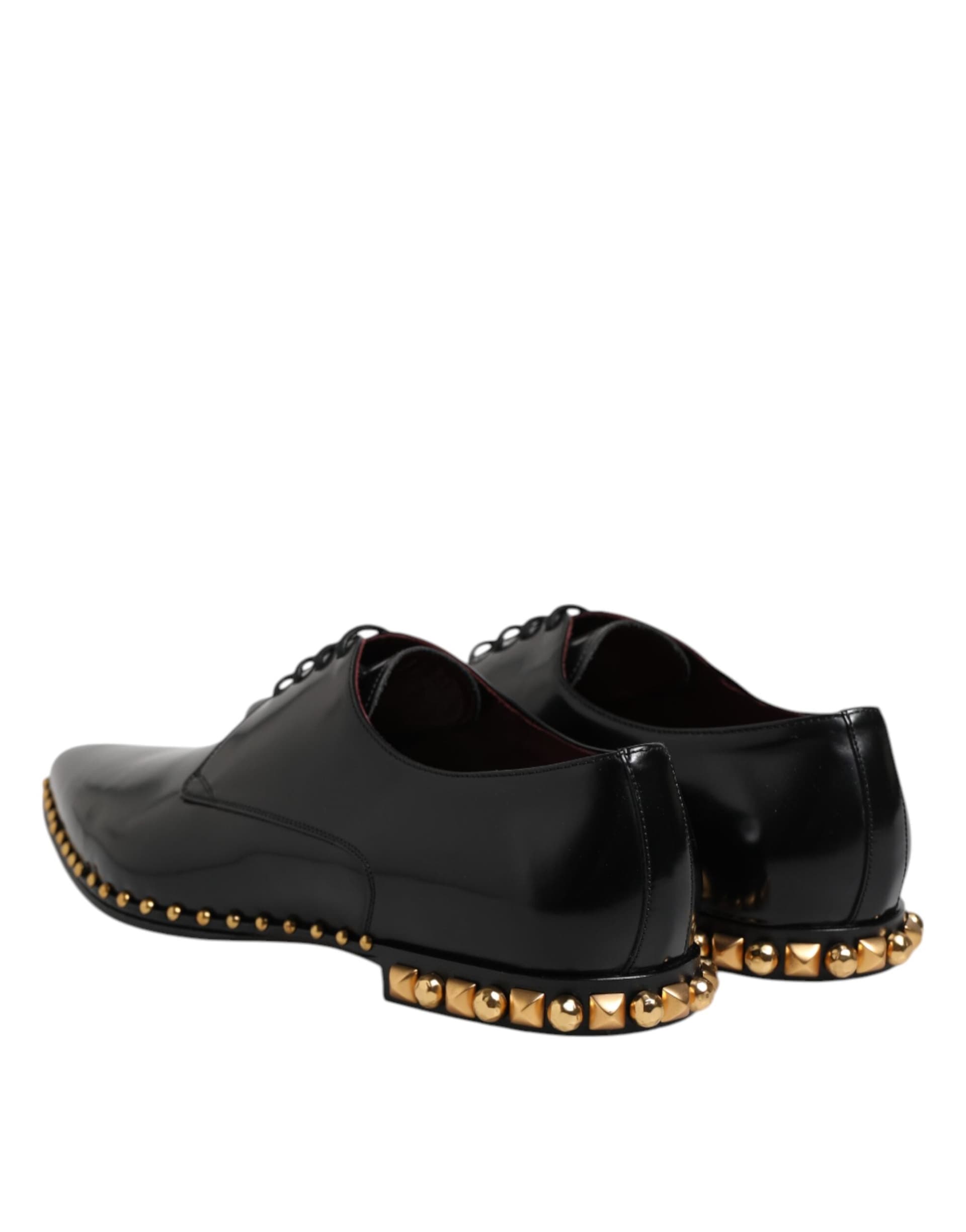 Dolce & Gabbana Black Leather Studded Derby Men Dress Shoes - 4