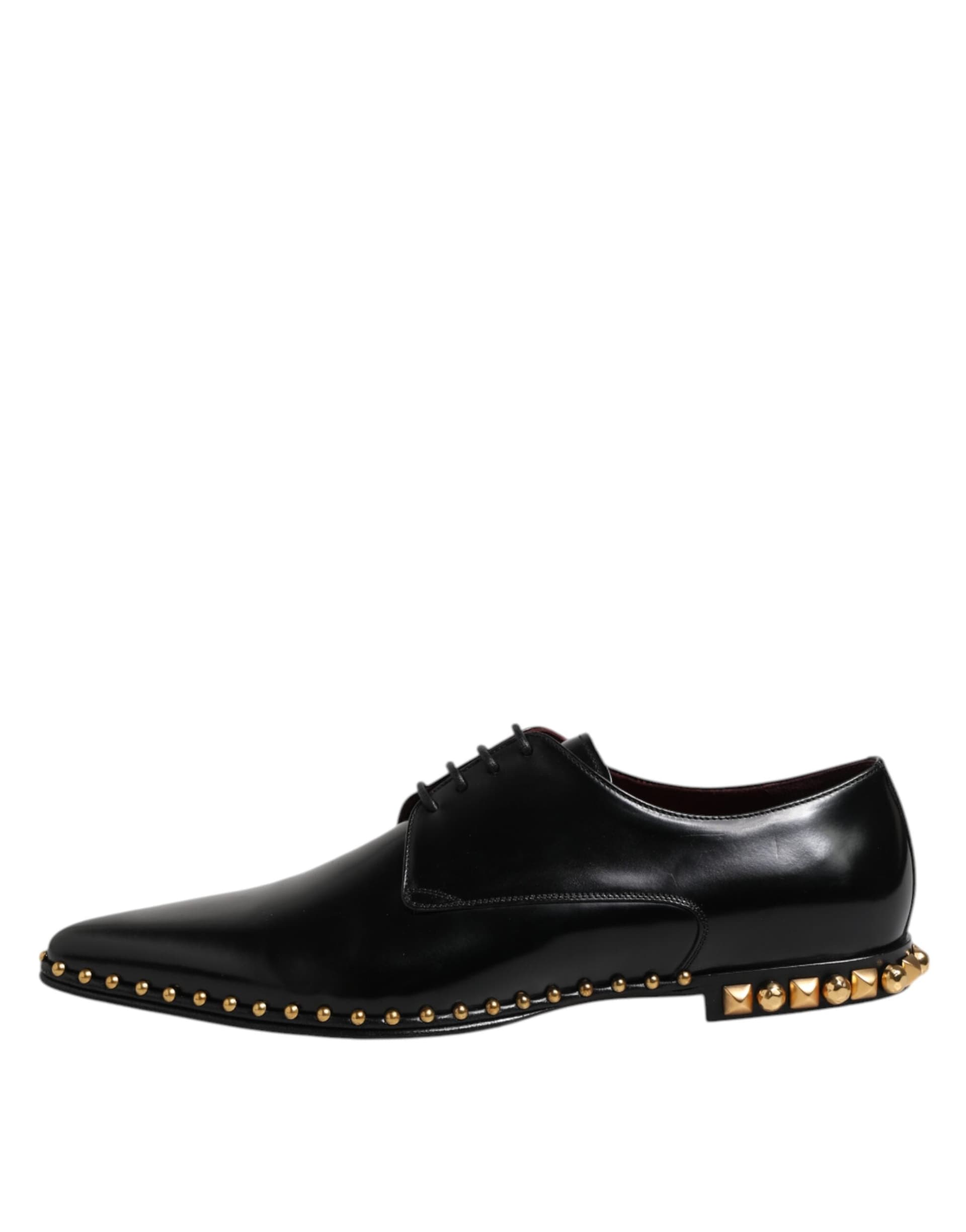 Dolce & Gabbana Black Leather Studded Derby Men Dress Shoes - 5