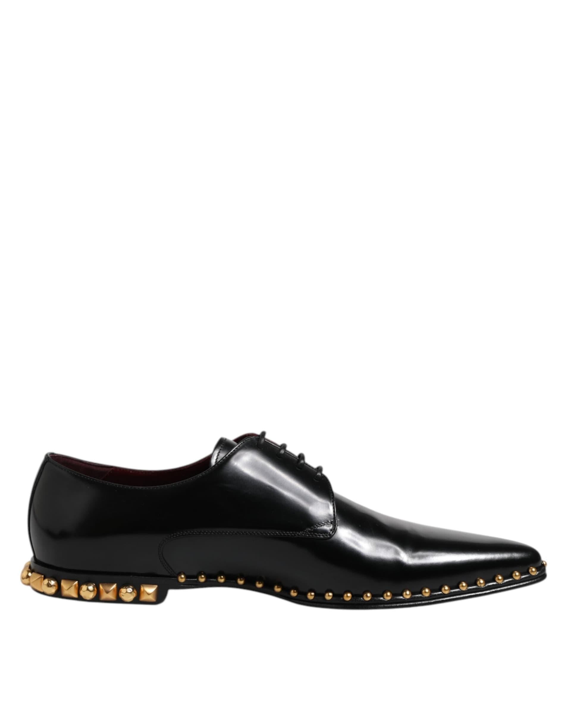 Dolce & Gabbana Black Leather Studded Derby Men Dress Shoes - 7