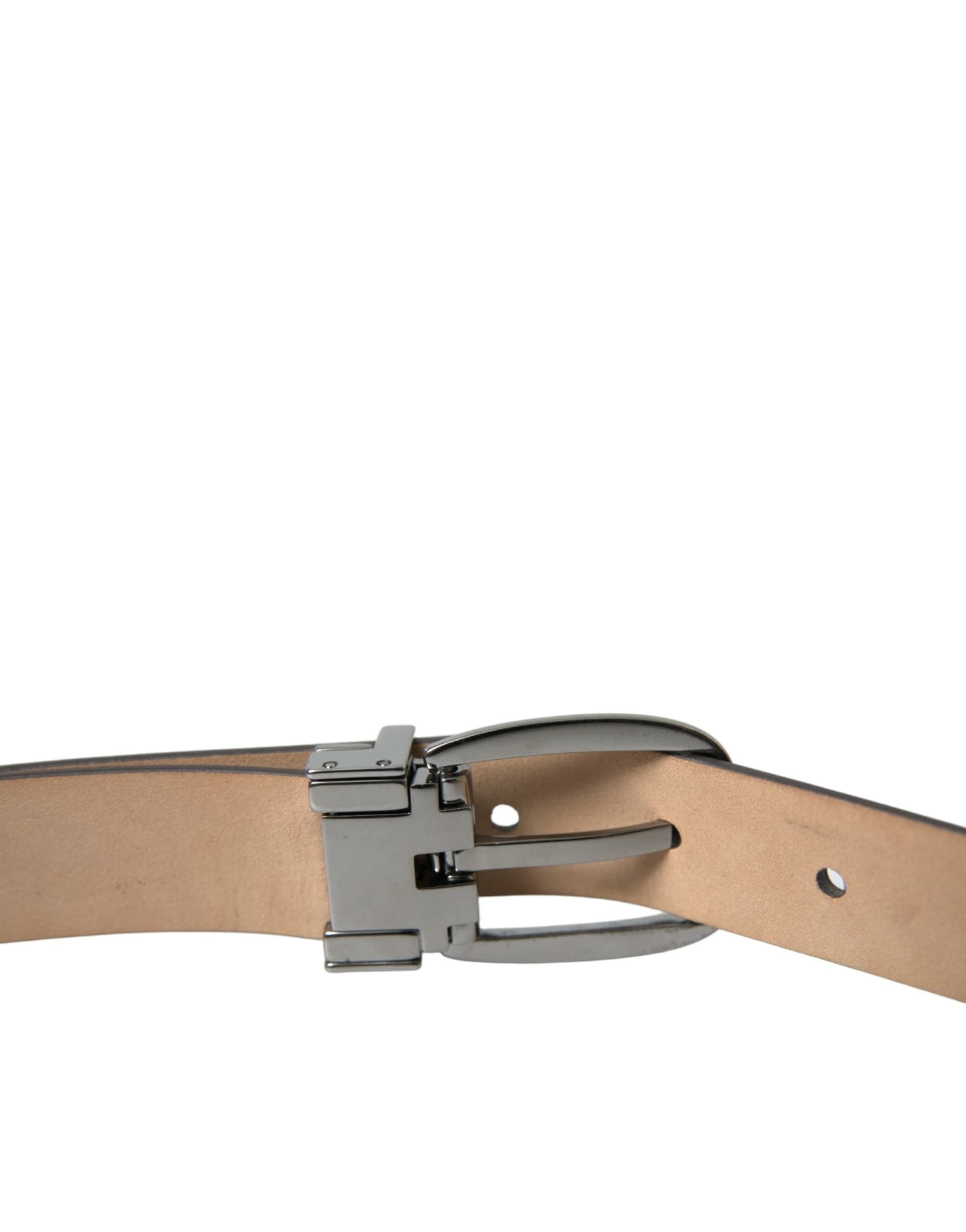 Dolce & Gabbana Dark Brown Leather Silver Metal Buckle Belt - 4