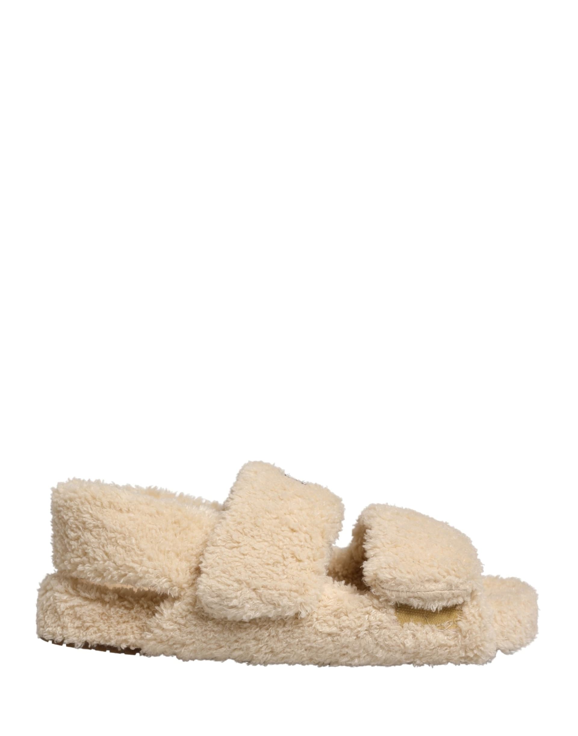 Dolce & Gabbana Beige Faux Fur Slides Men Flats Sandals Shoes - 2