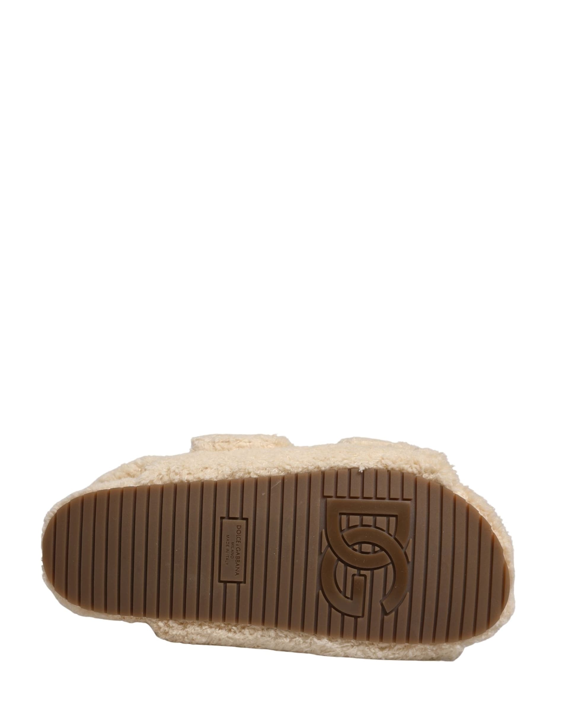 Dolce & Gabbana Beige Faux Fur Slides Men Flats Sandals Shoes - 3