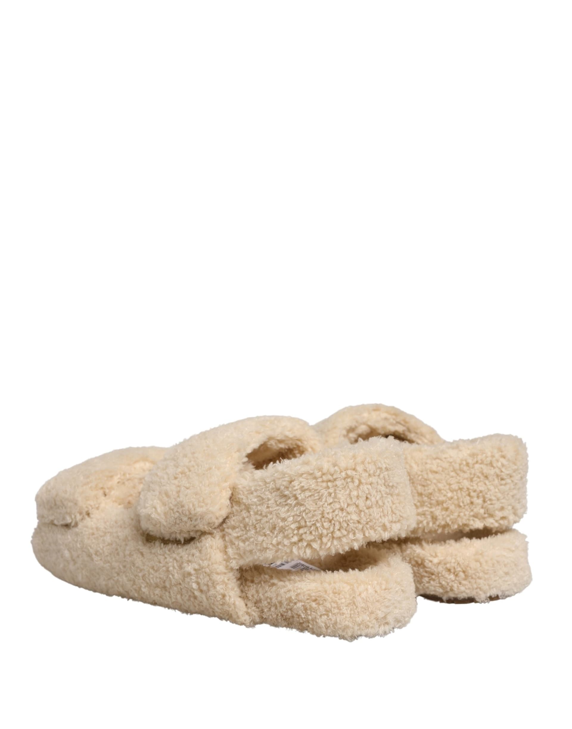 Dolce & Gabbana Beige Faux Fur Slides Men Flats Sandals Shoes - 8