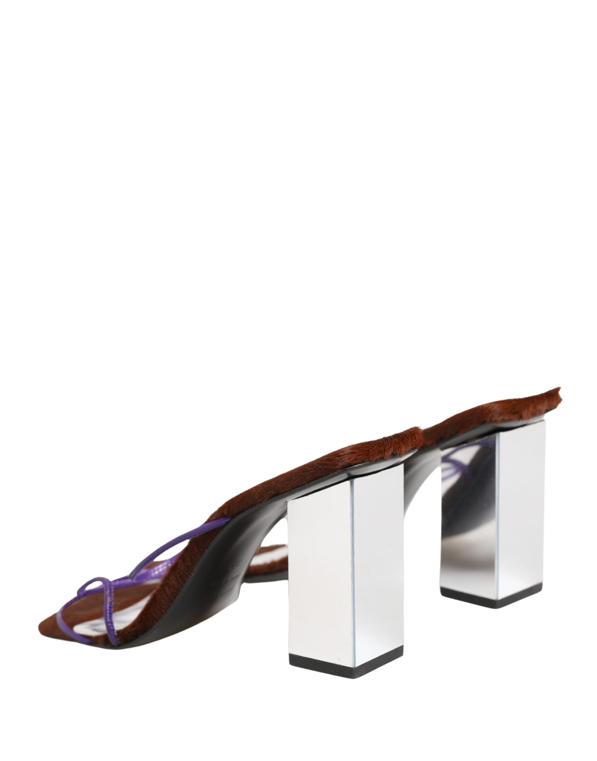 Dolce & Gabbana Silver Block Heels Slip On Sandals Shoes - 4