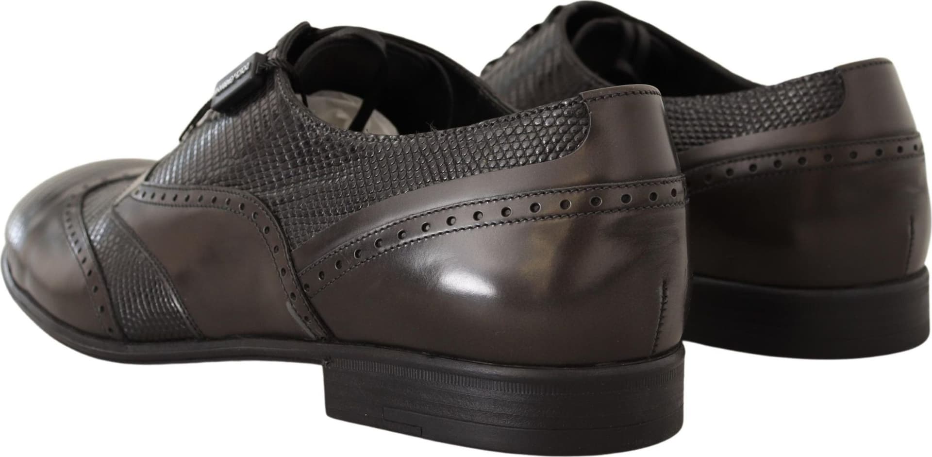 Dolce & Gabbana Brown Lizard Skin Leather Oxford Dress Shoes - 2