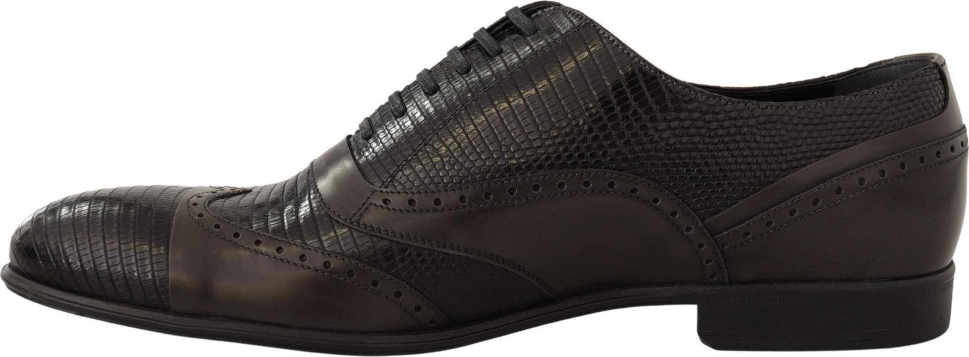 Dolce & Gabbana Brown Lizard Skin Leather Oxford Dress Shoes - 3