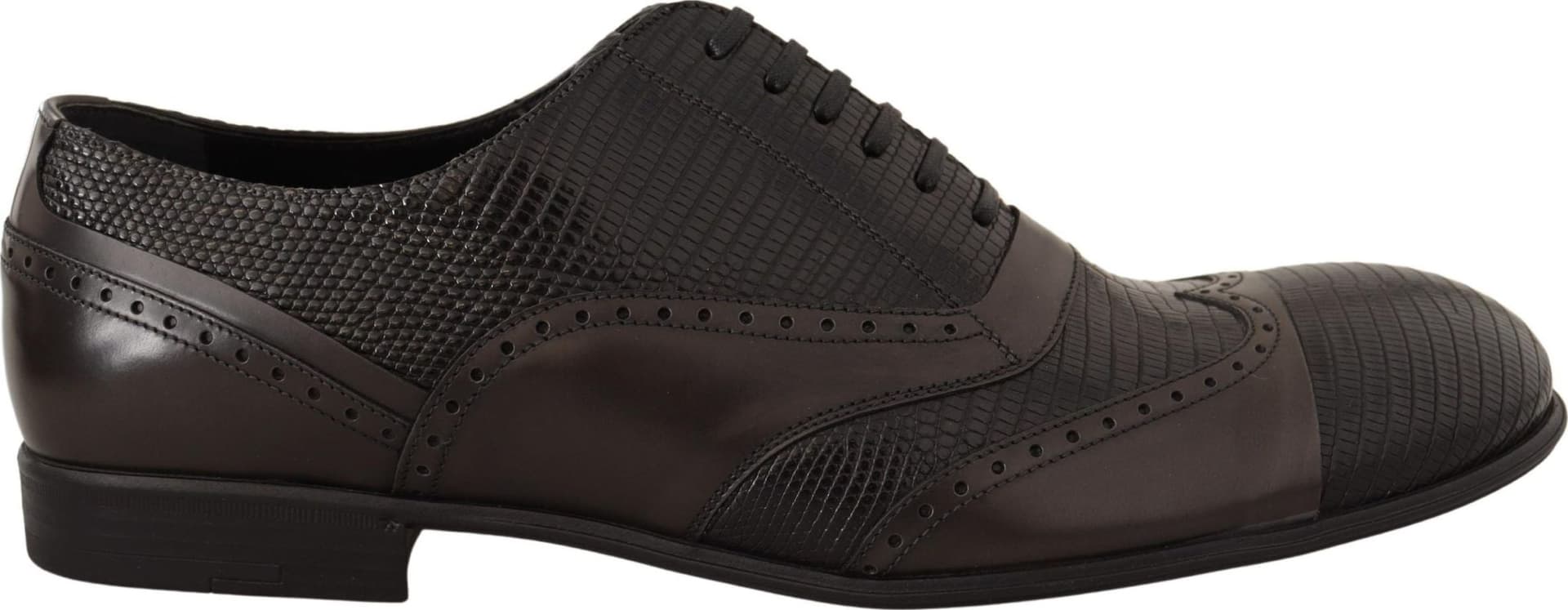 Dolce & Gabbana Brown Lizard Skin Leather Oxford Dress Shoes - 4
