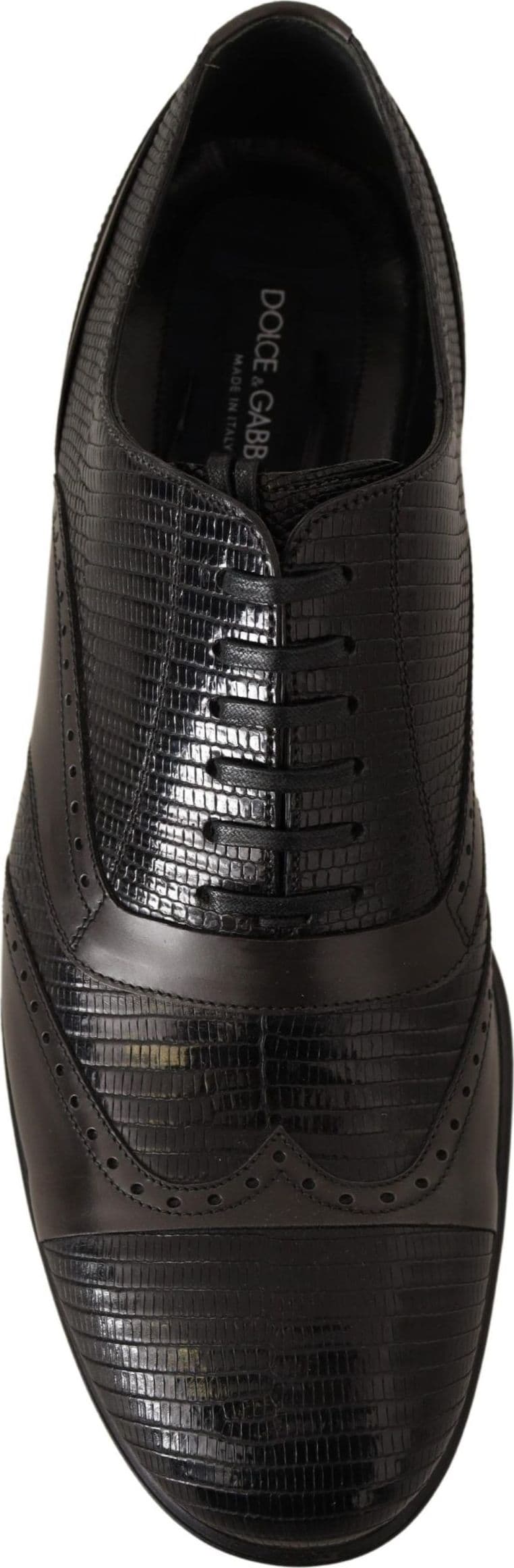 Dolce & Gabbana Brown Lizard Skin Leather Oxford Dress Shoes - 6