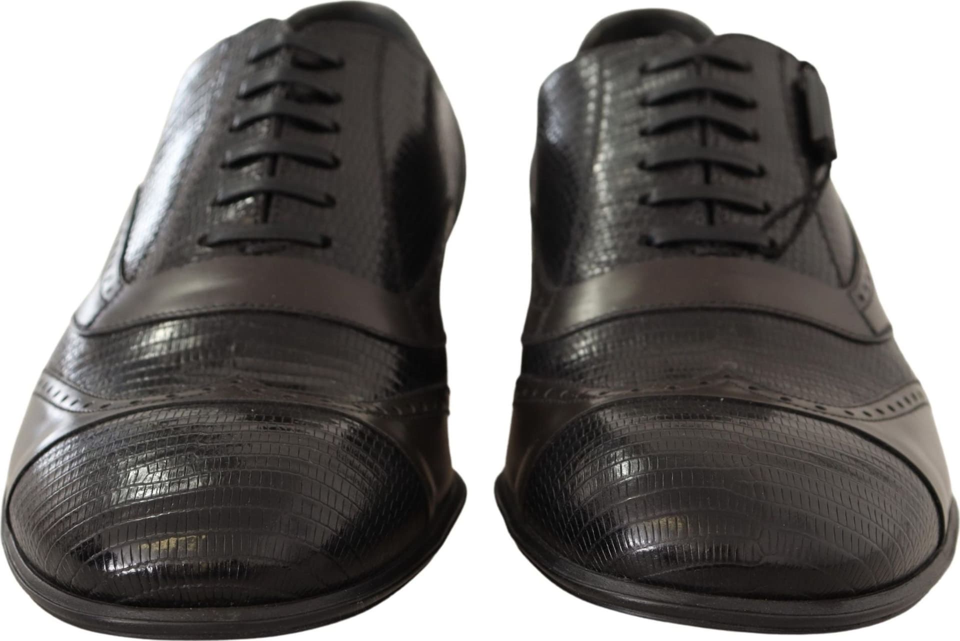Dolce & Gabbana Brown Lizard Skin Leather Oxford Dress Shoes - 7