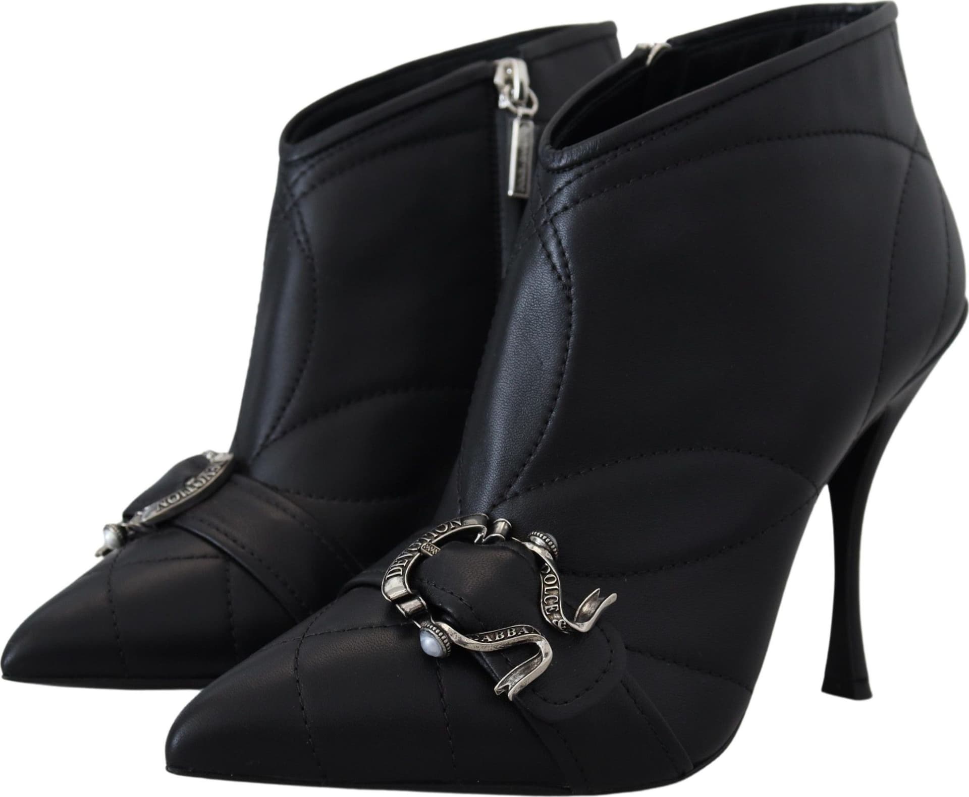 Dolce & Gabbana Black Devotion Quilted Buckled Ankle Boots Shoes - 2