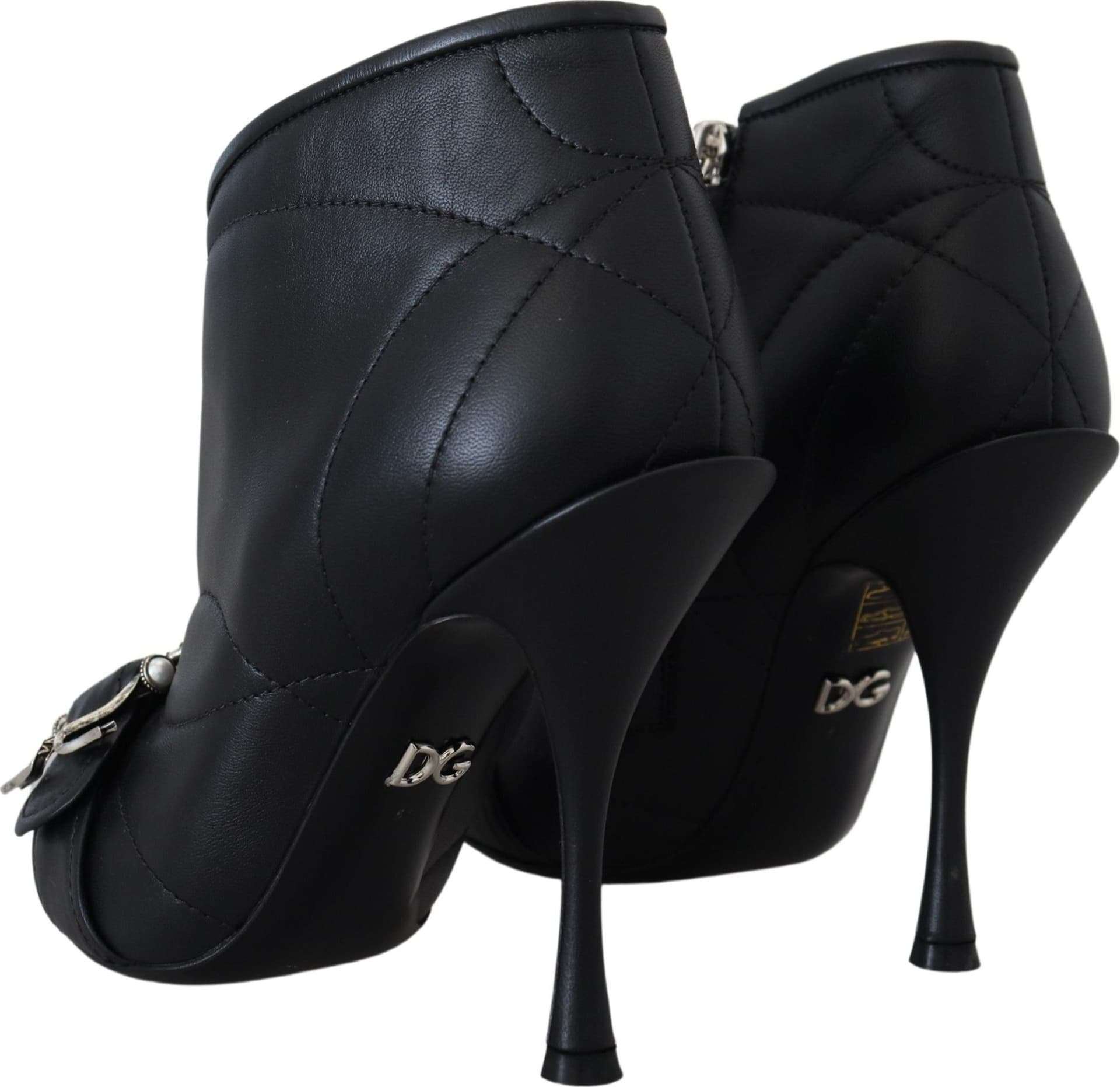 Dolce & Gabbana Black Devotion Quilted Buckled Ankle Boots Shoes - 3