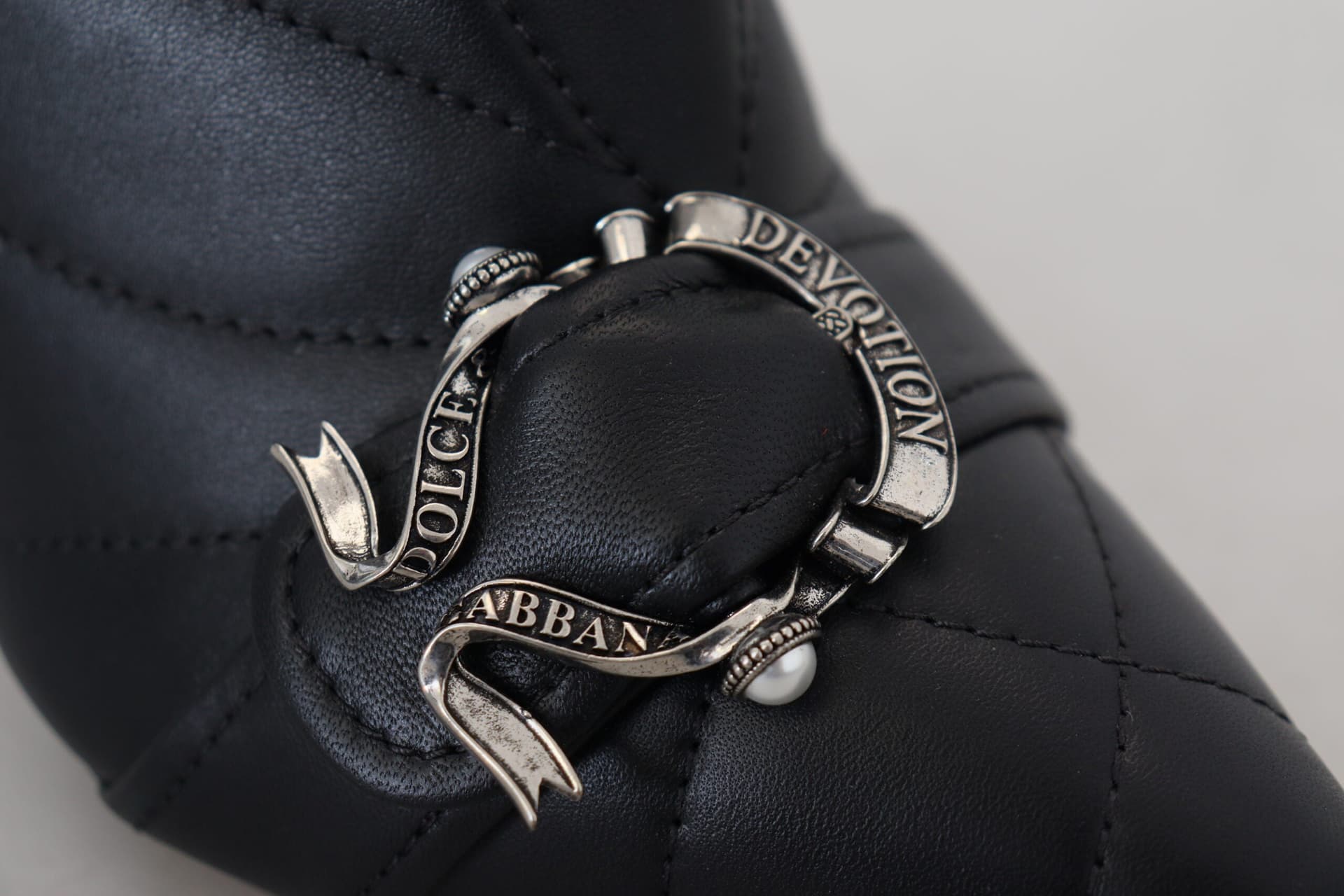 Dolce & Gabbana Black Devotion Quilted Buckled Ankle Boots Shoes - 7