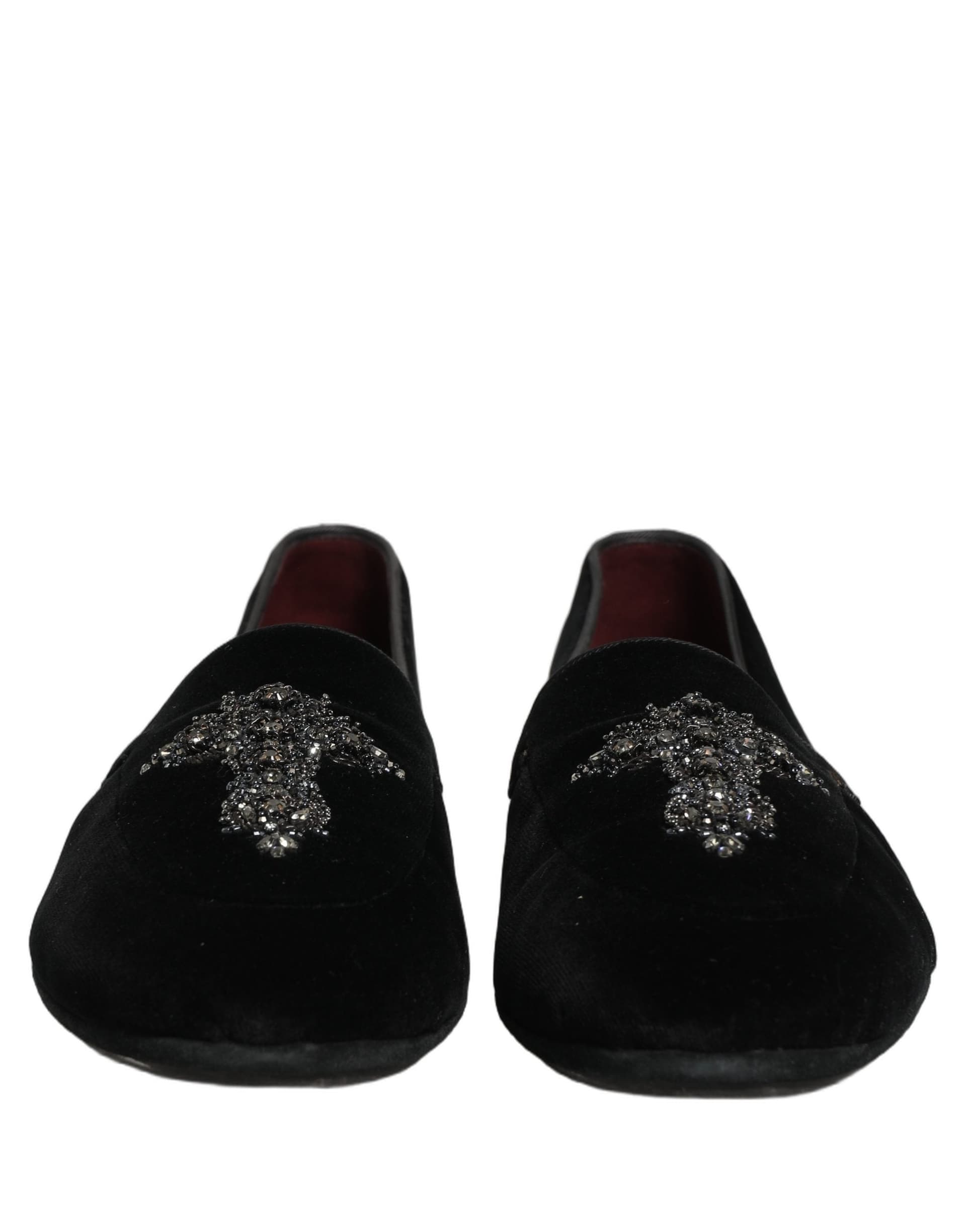 Dolce & Gabbana Black Suede Embellished Dress Loafers Shoes - 2
