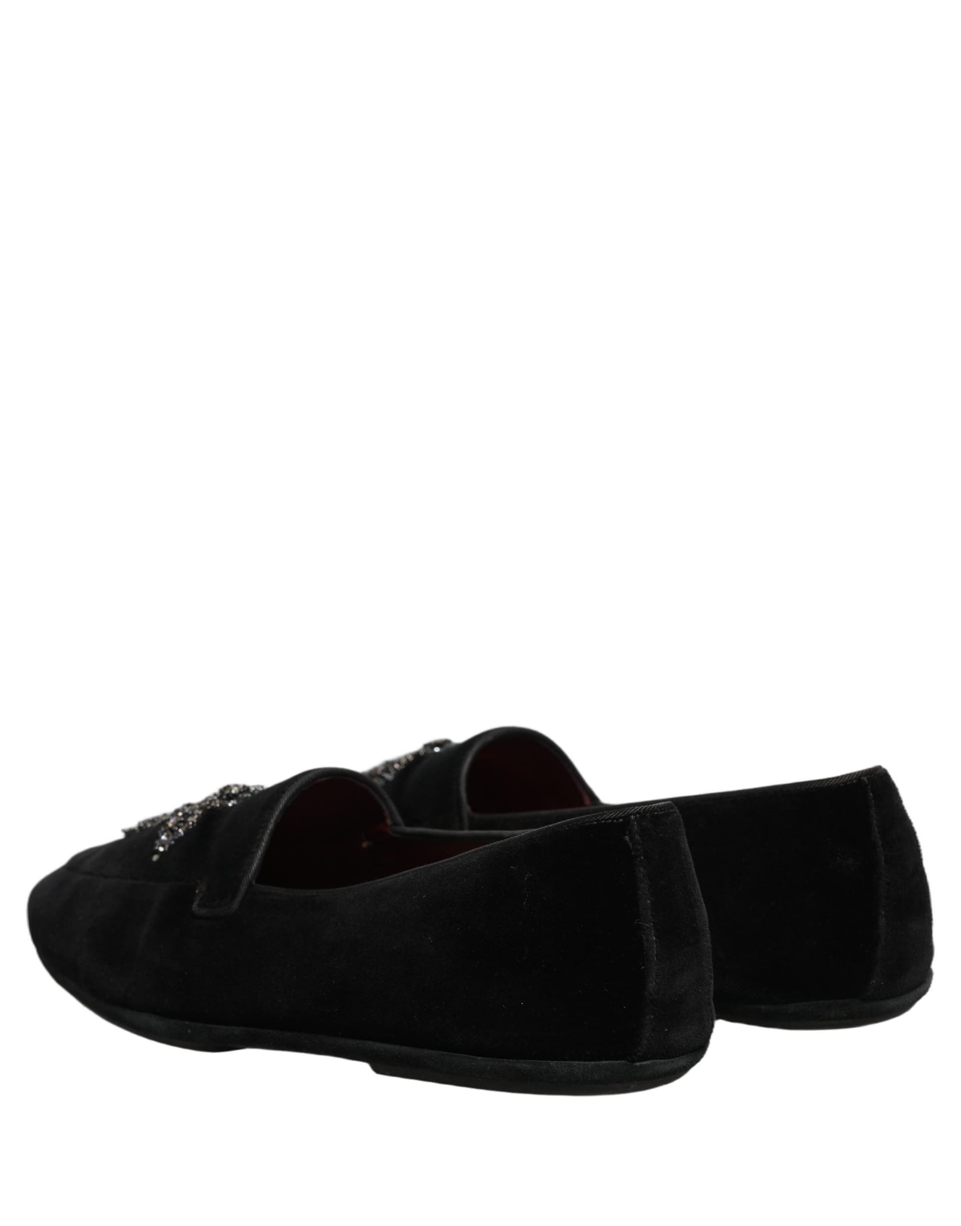 Dolce & Gabbana Black Suede Embellished Dress Loafers Shoes - 5