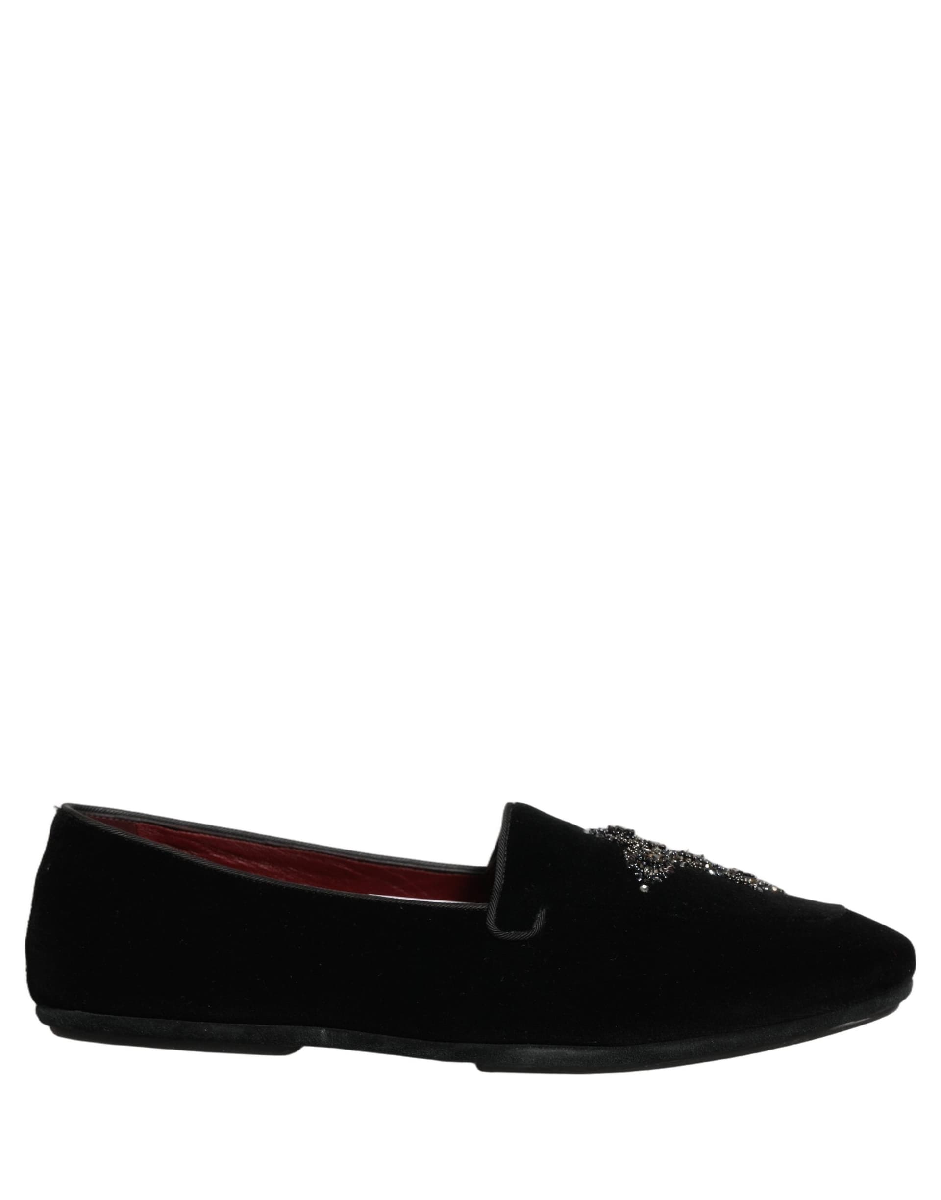 Dolce & Gabbana Black Suede Embellished Dress Loafers Shoes - 8