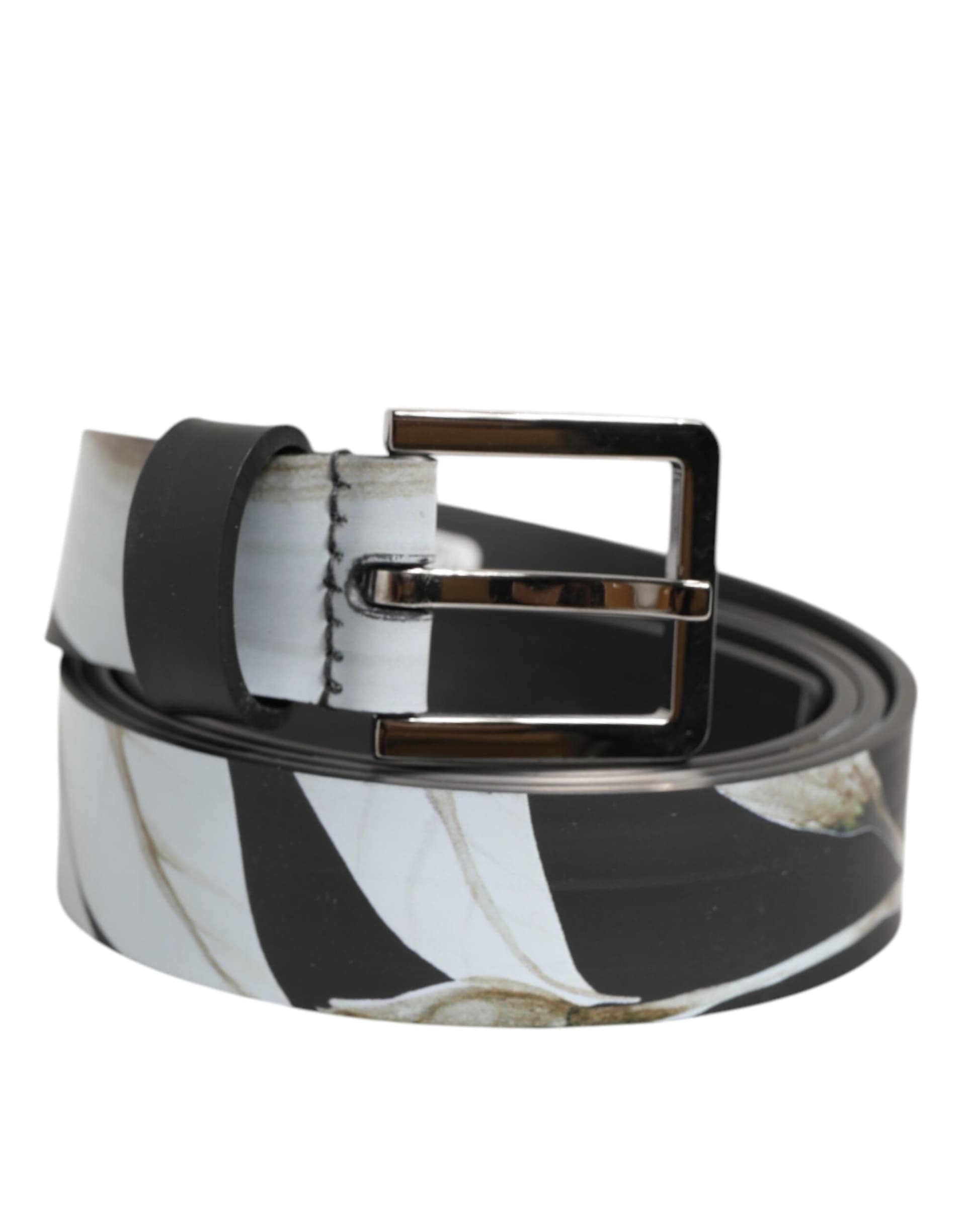 Dolce & Gabbana Multicolor PVC Floral Silver Buckle Men Belt - 2
