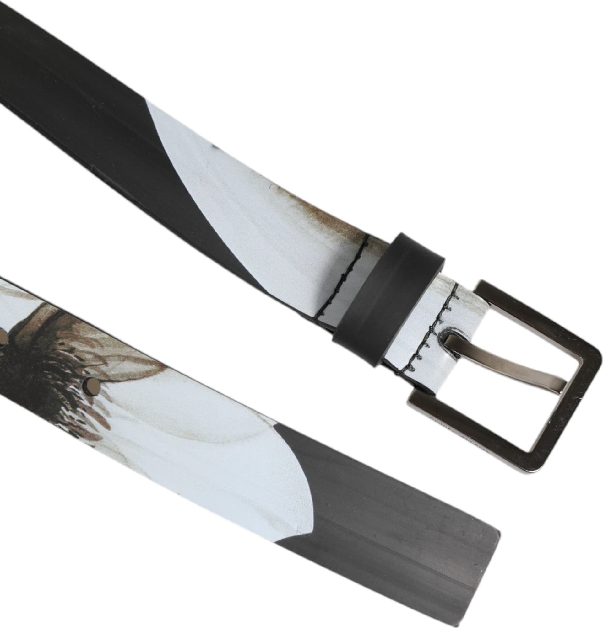 Dolce & Gabbana Multicolor PVC Floral Silver Buckle Men Belt - 5