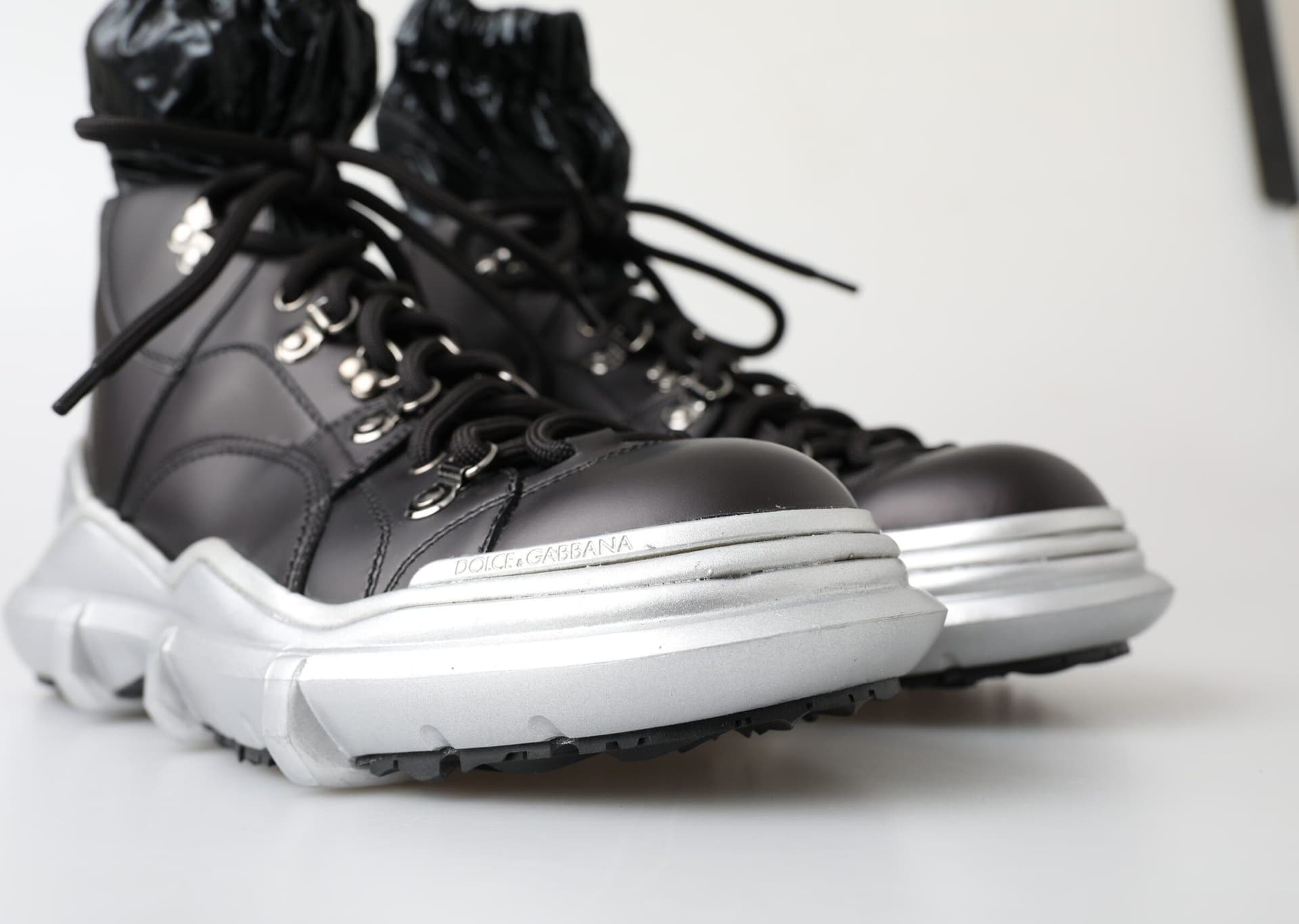 Dolce & Gabbana Black Nylon Galileo High Top Sneakers Shoes - 6