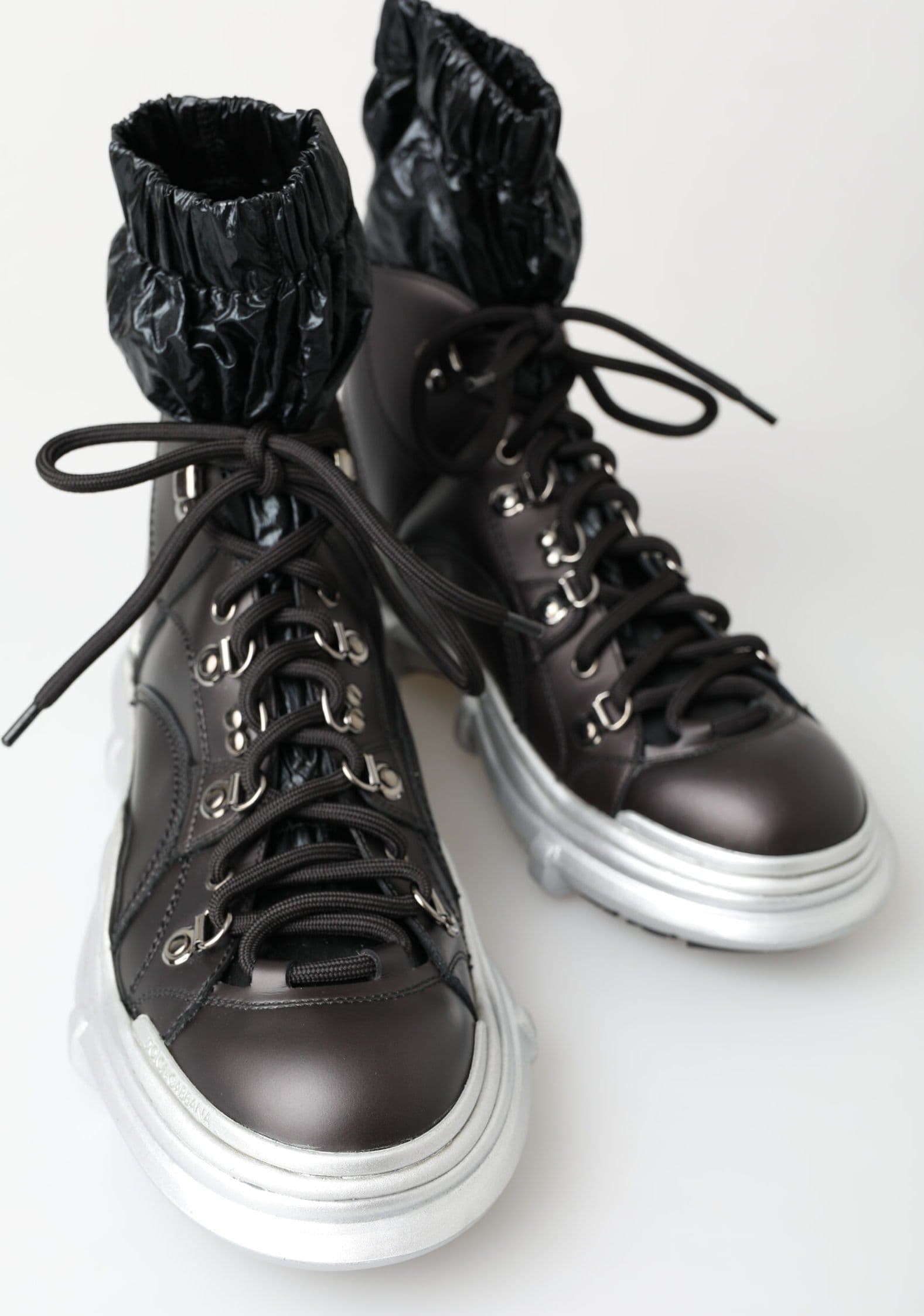 Dolce & Gabbana Black Nylon Galileo High Top Sneakers Shoes - 8