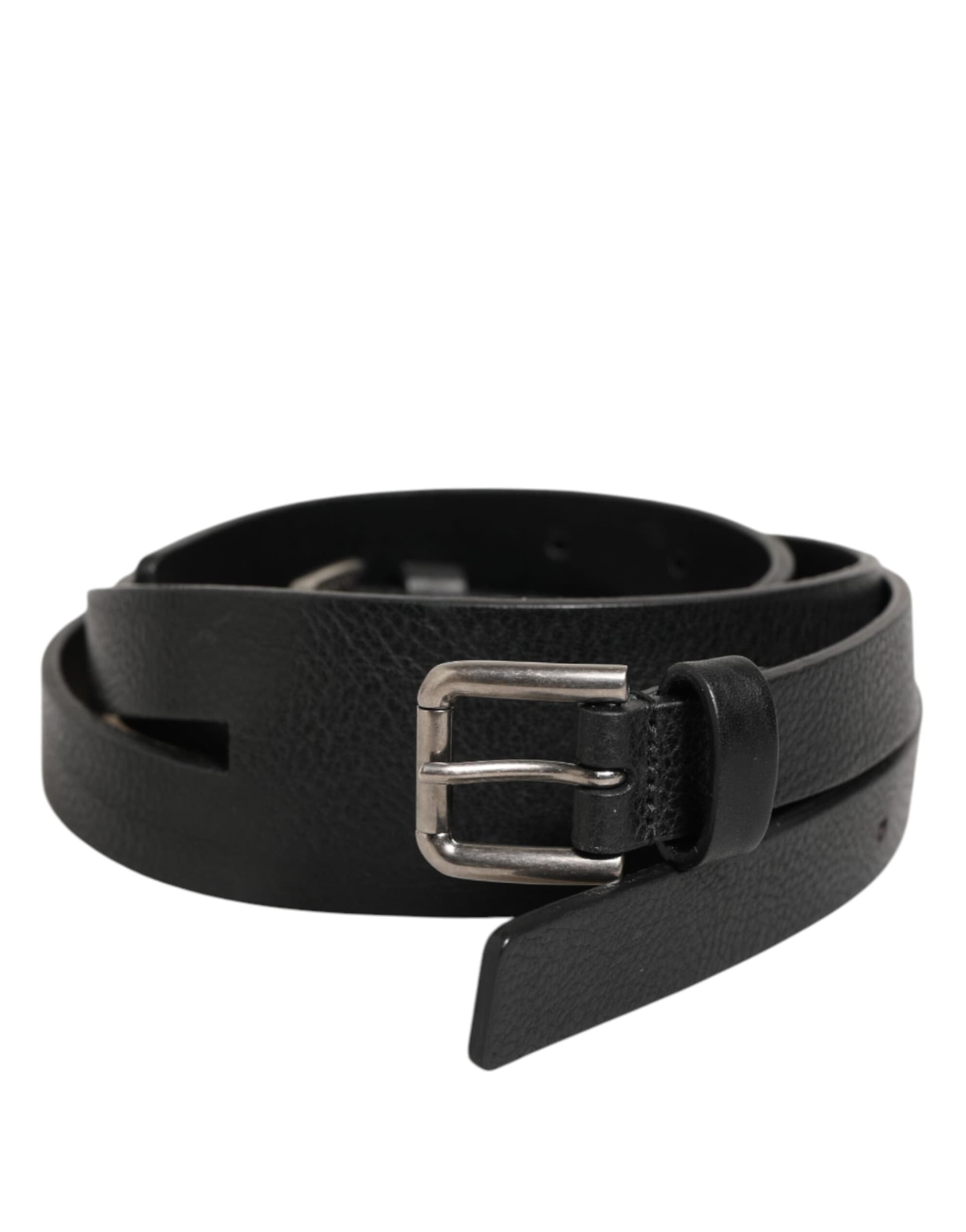 Dolce & Gabbana Black Double Strap Leather Gold Buckle Belt - 2
