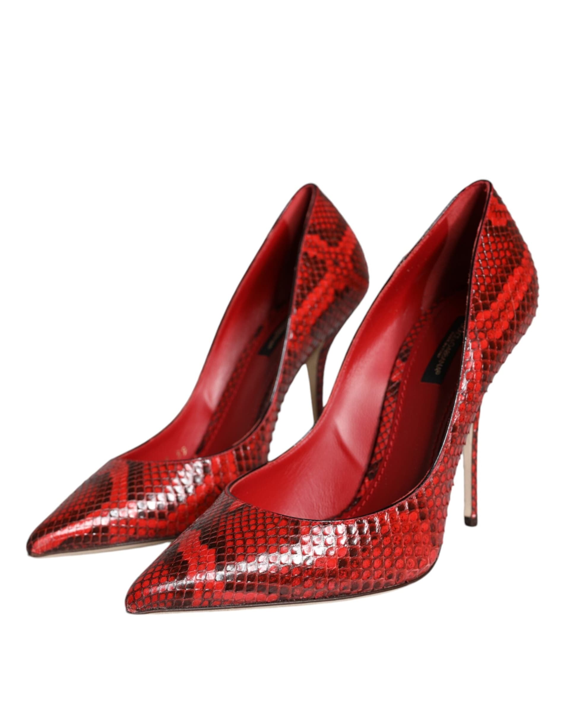 Dolce & Gabbana Red Leather Stiletto High Heels Pumps Shoes - 2