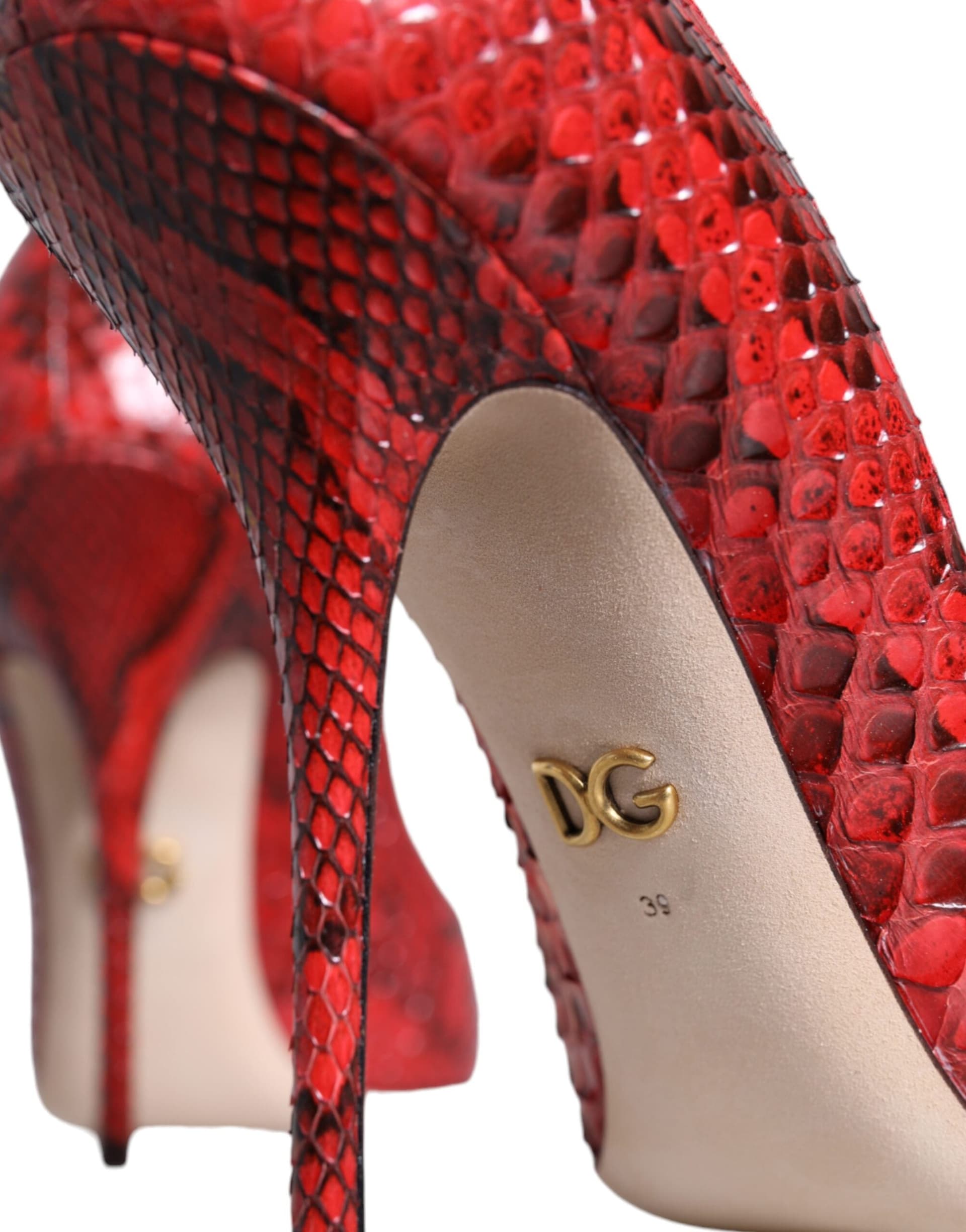 Dolce & Gabbana Red Leather Stiletto High Heels Pumps Shoes - 5