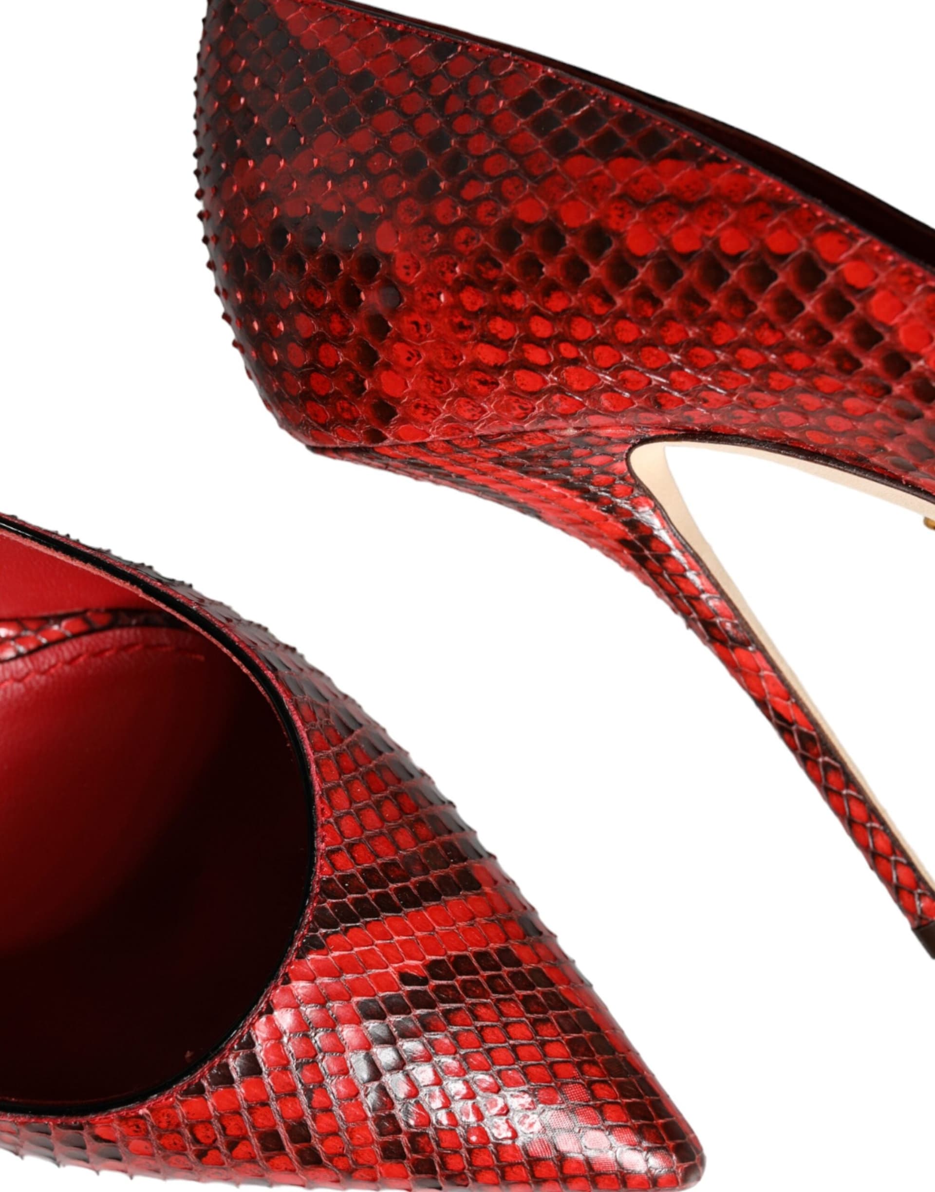 Dolce & Gabbana Red Leather Stiletto High Heels Pumps Shoes - 8