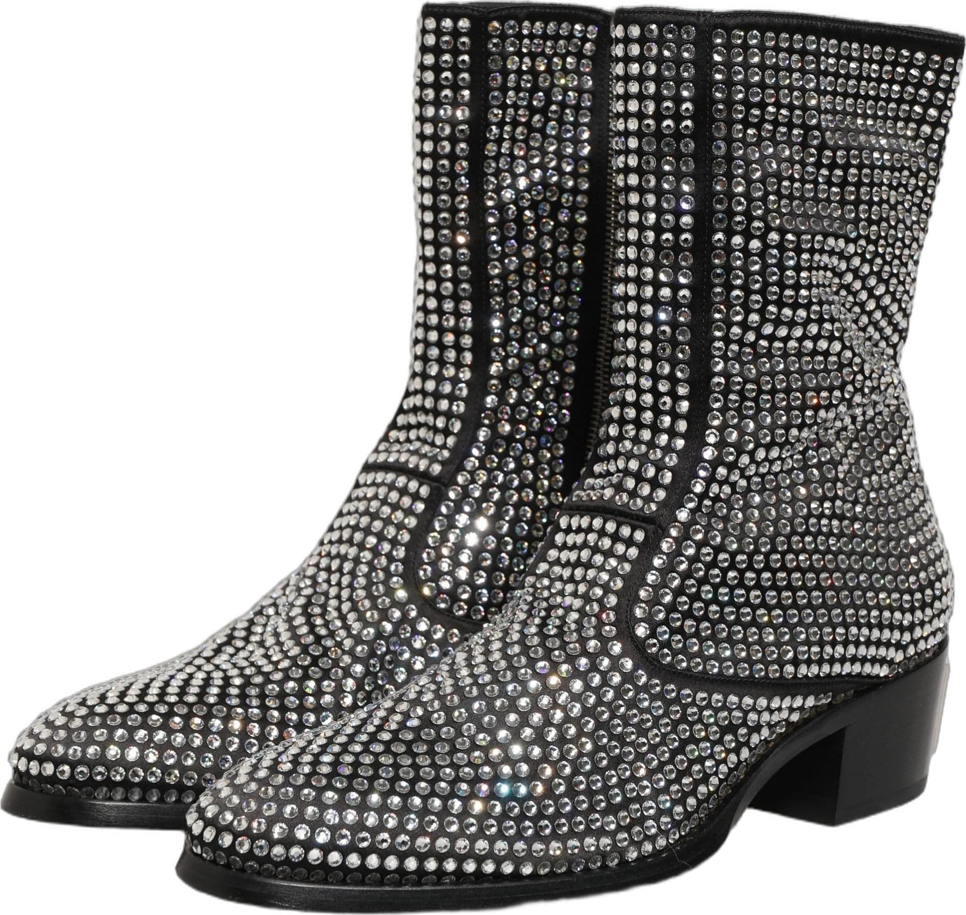 Dolce & Gabbana Black Crystal Embellished Ankle Boots Shoes - 4