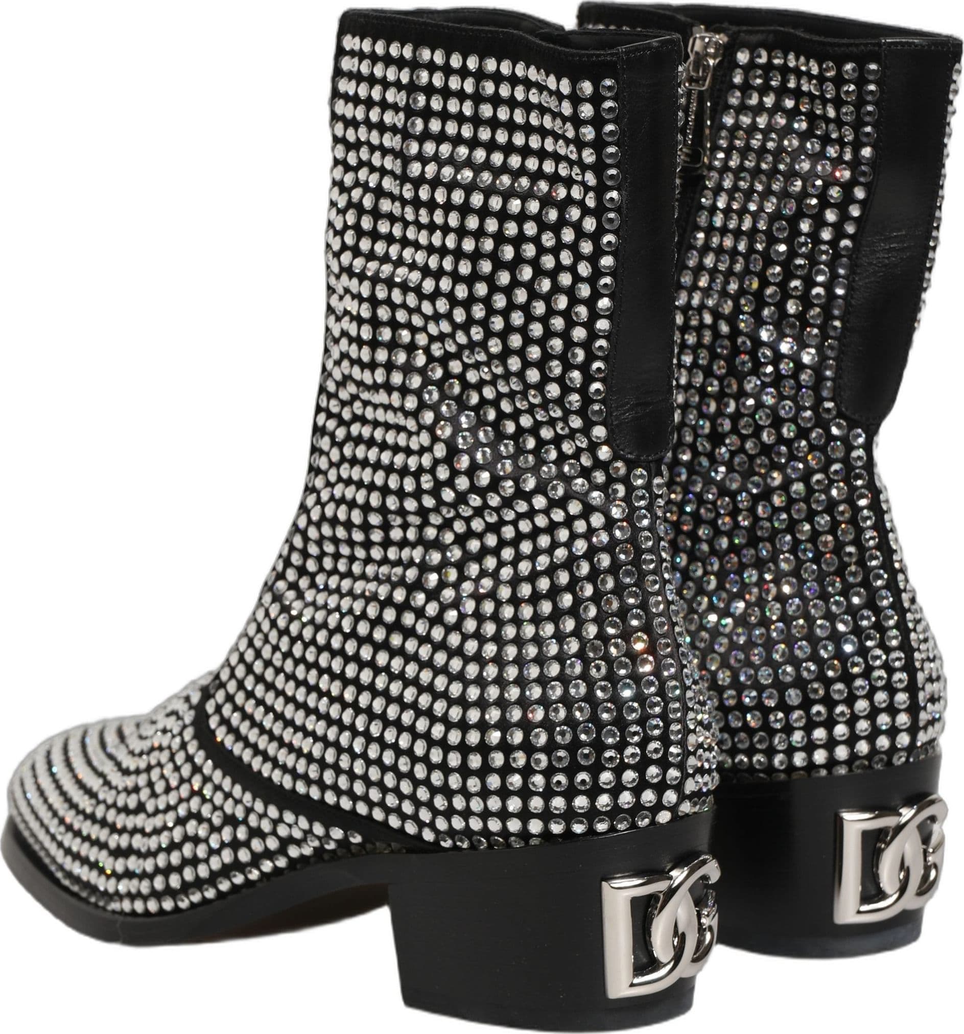 Dolce & Gabbana Black Crystal Embellished Ankle Boots Shoes - 5