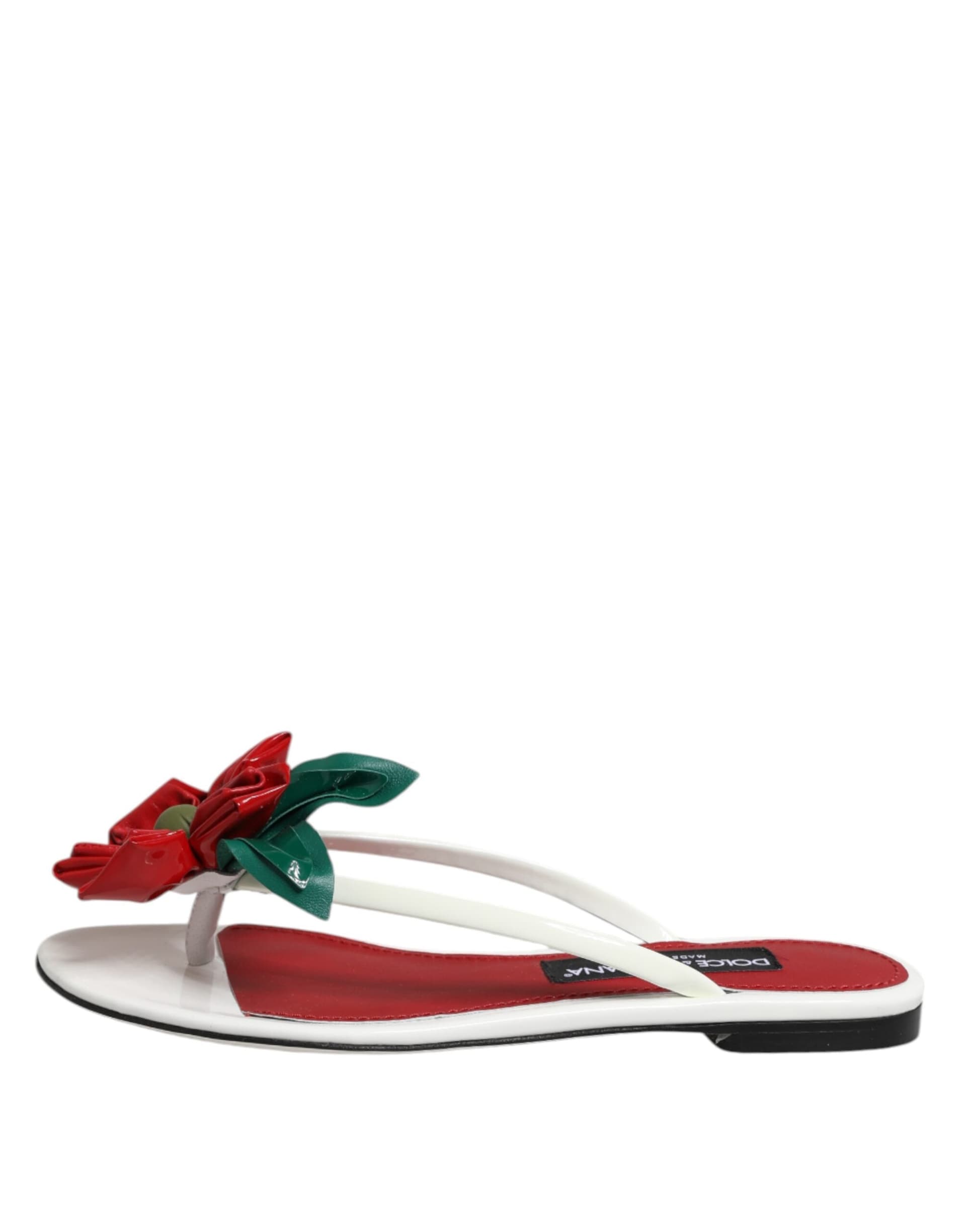 Dolce & Gabbana Red White KEIRA Flower Leather Sandals Shoes - 5