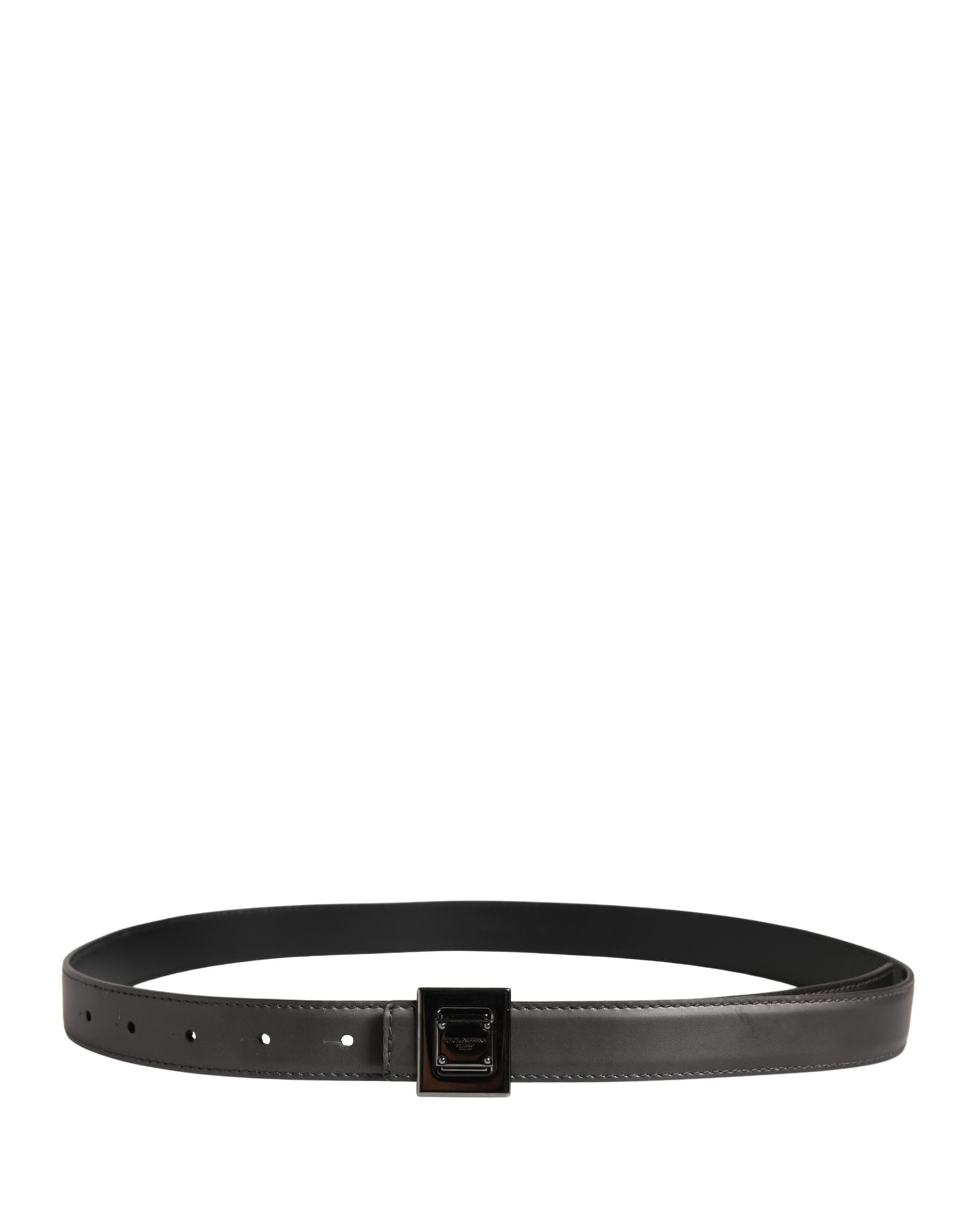 Dolce & Gabbana Men Silver Classic Leather Square Buckle Belt - 3