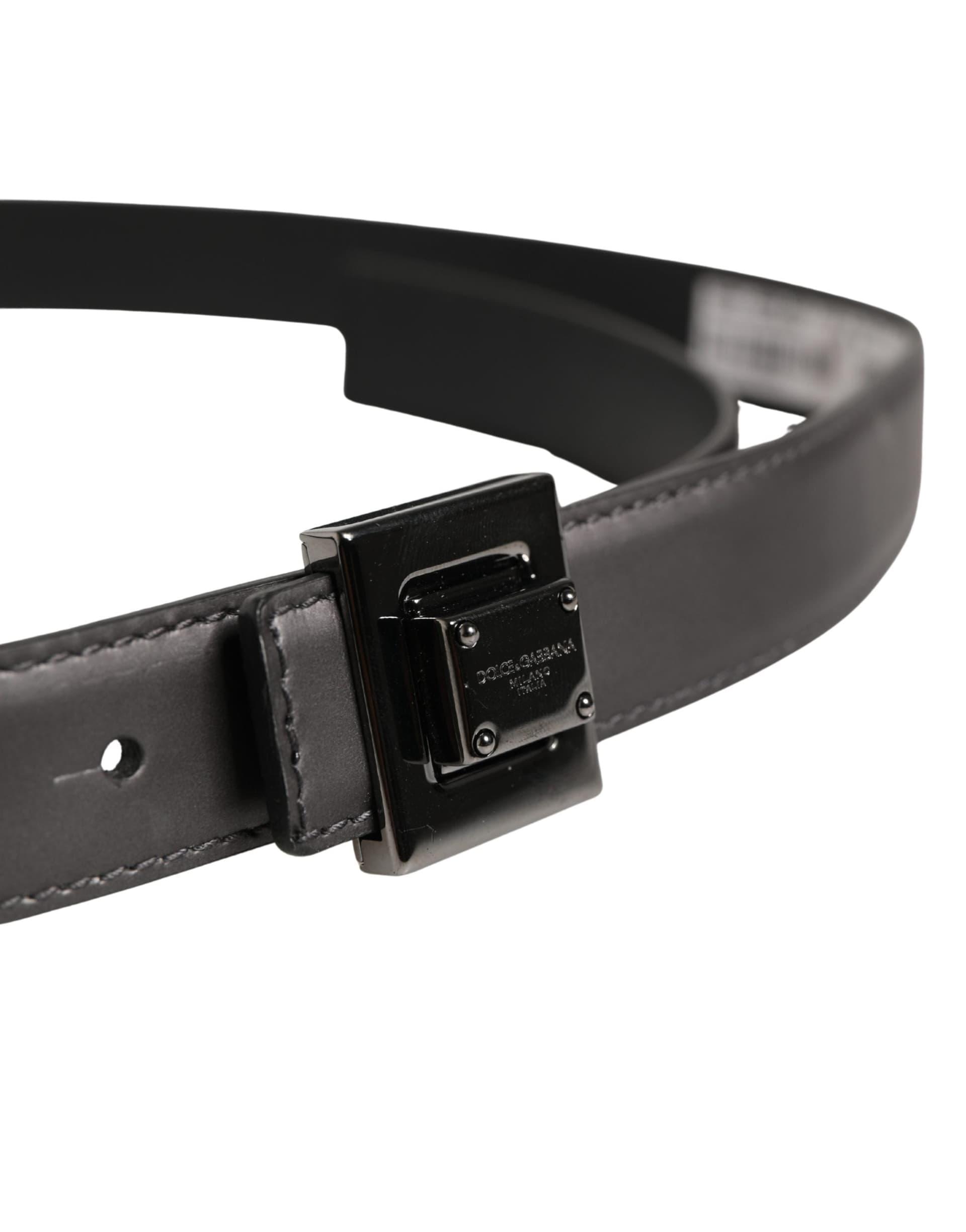 Dolce & Gabbana Men Silver Classic Leather Square Buckle Belt - 4