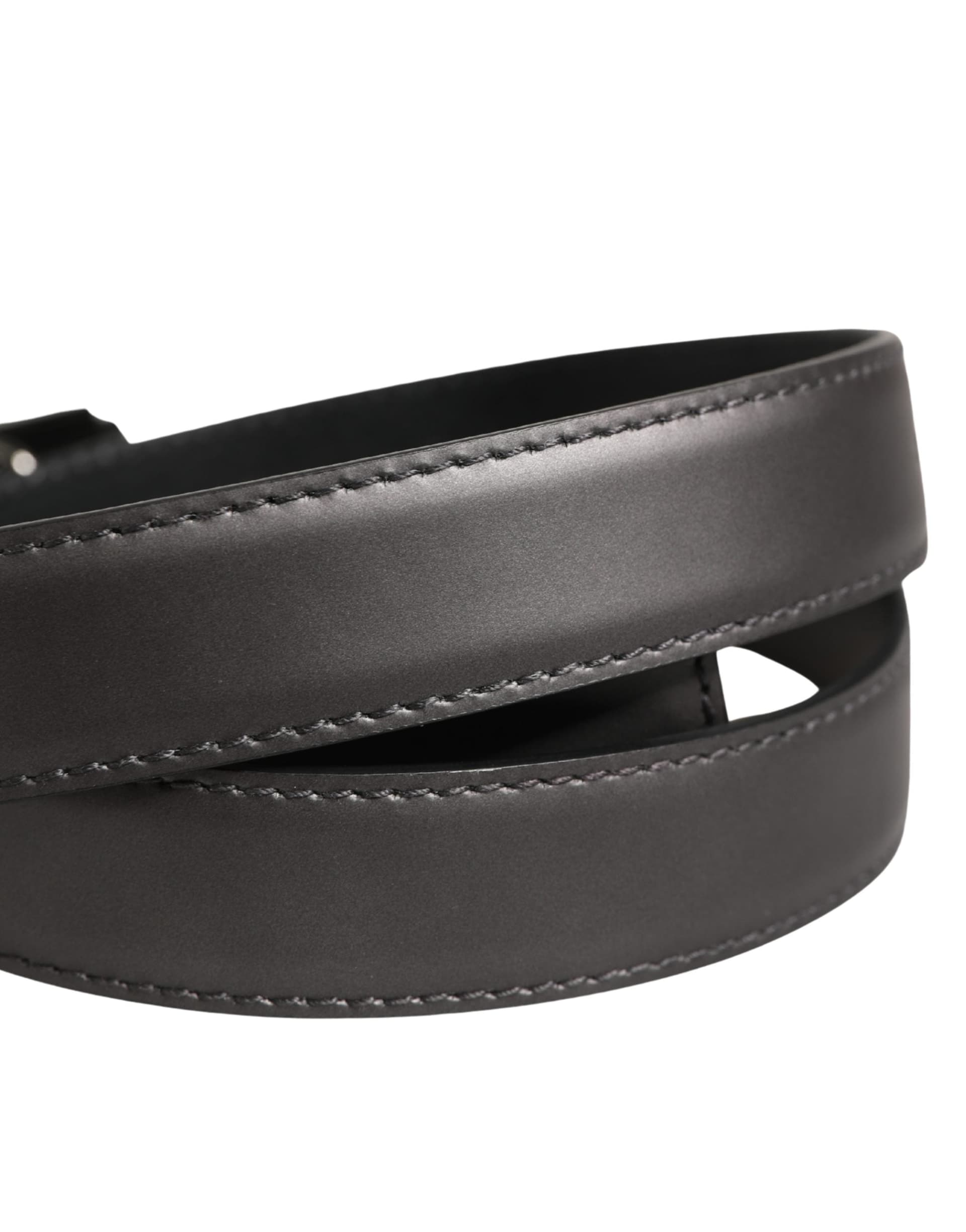 Dolce & Gabbana Men Silver Classic Leather Square Buckle Belt - 5