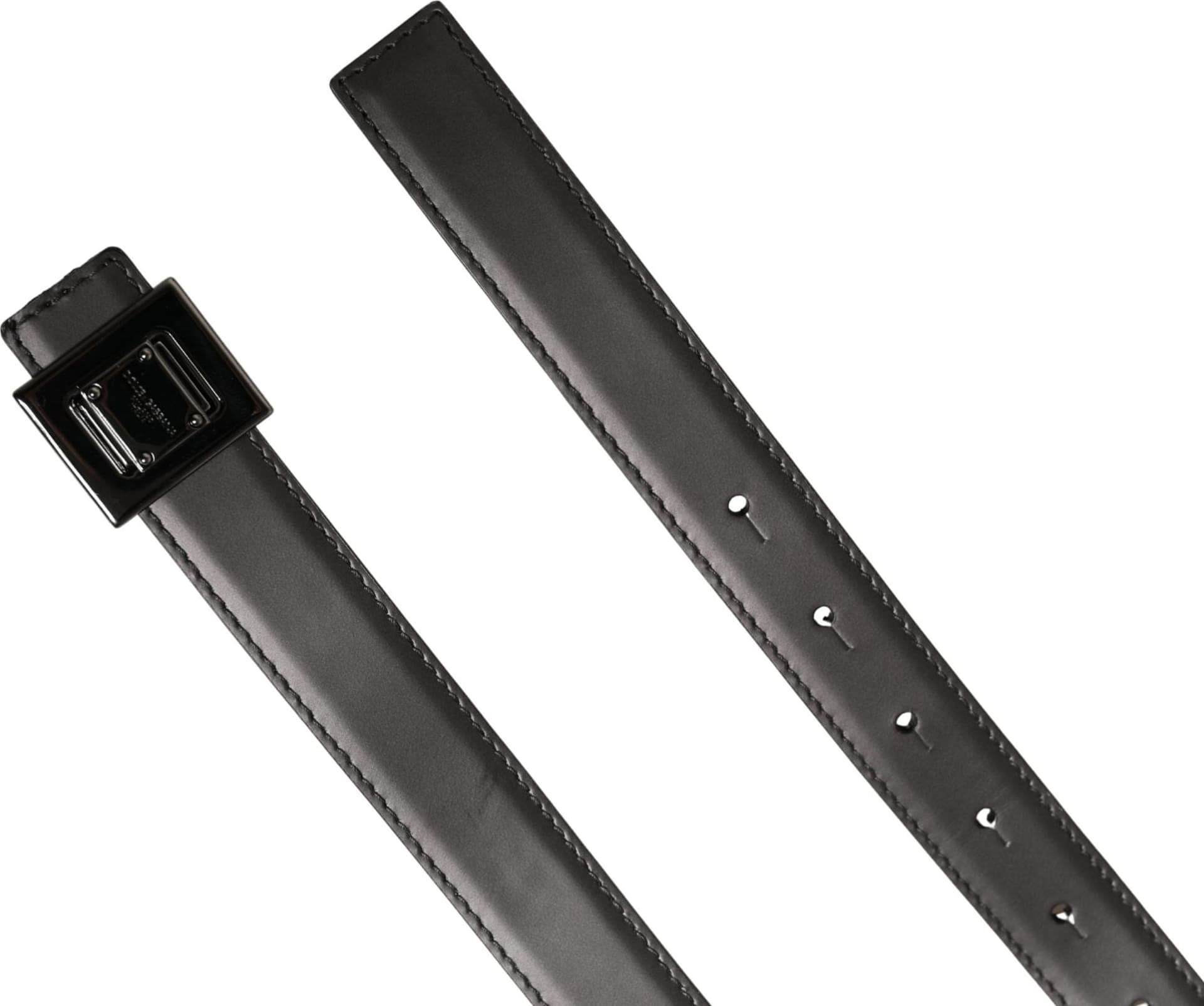 Dolce & Gabbana Men Silver Classic Leather Square Buckle Belt - 7