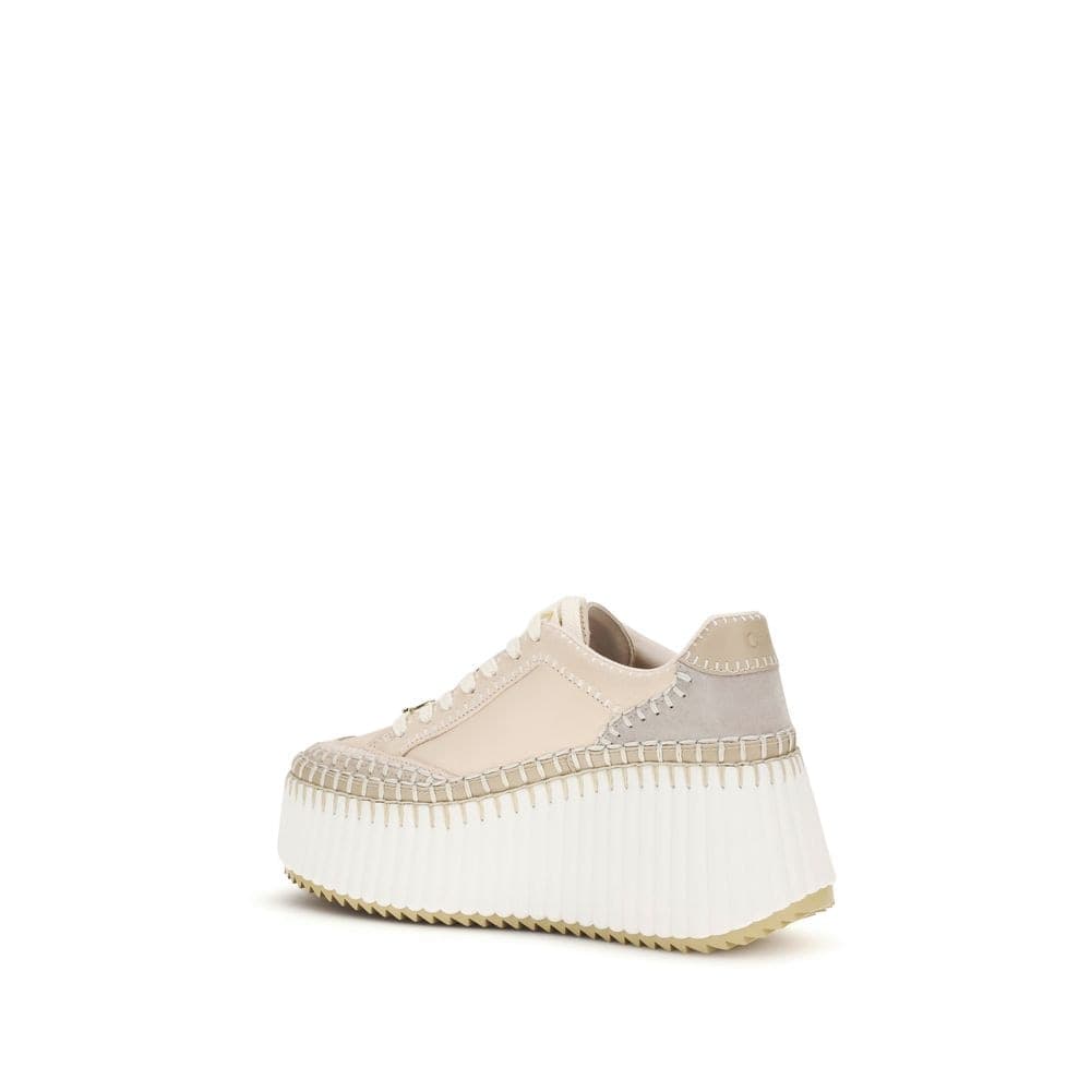 Chloé Beige Calf Leather Bos Taurus Platform Sneakers - 3