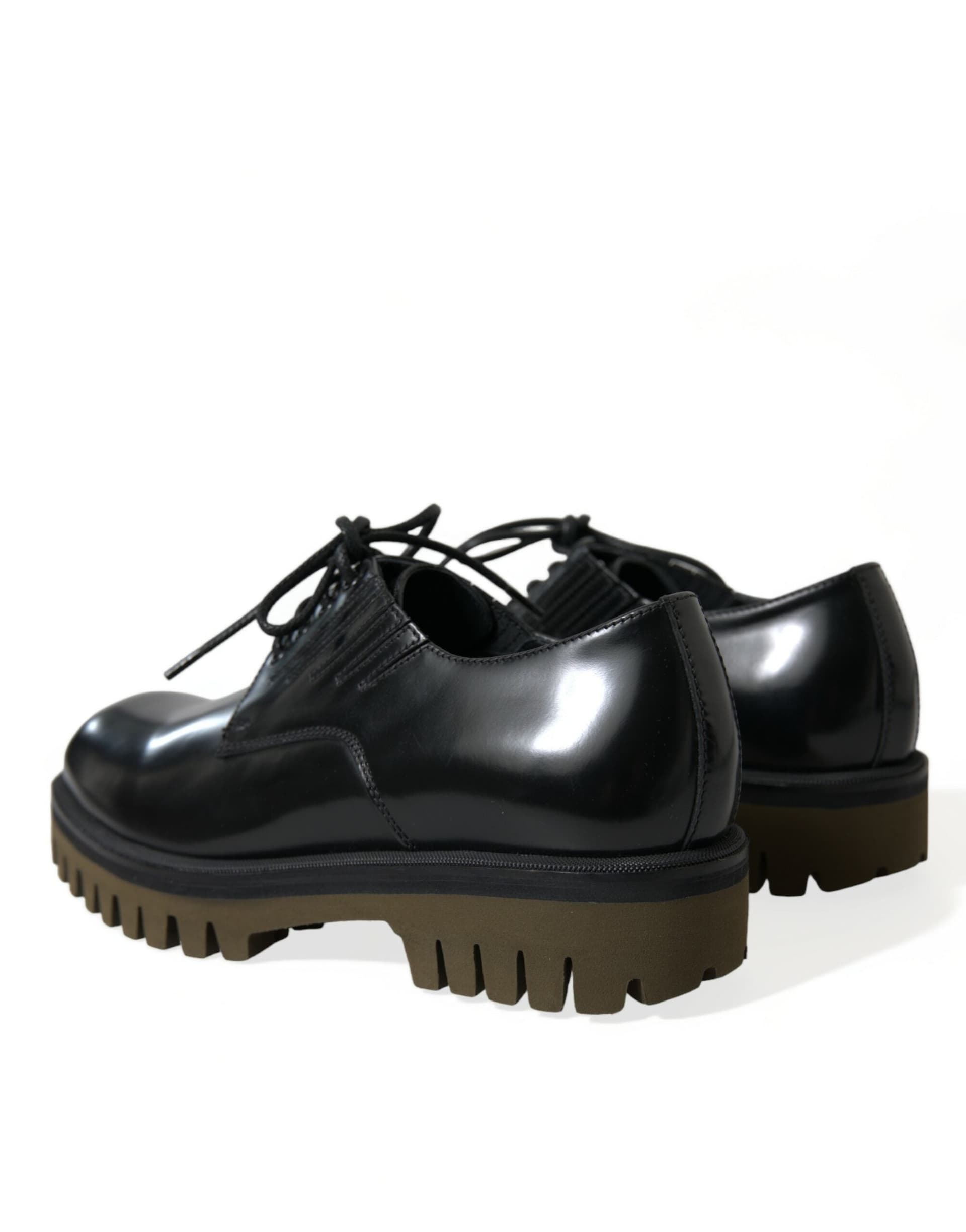 Dolce & Gabbana Black Leather Lace Up Derby Men Dress Shoes - 3