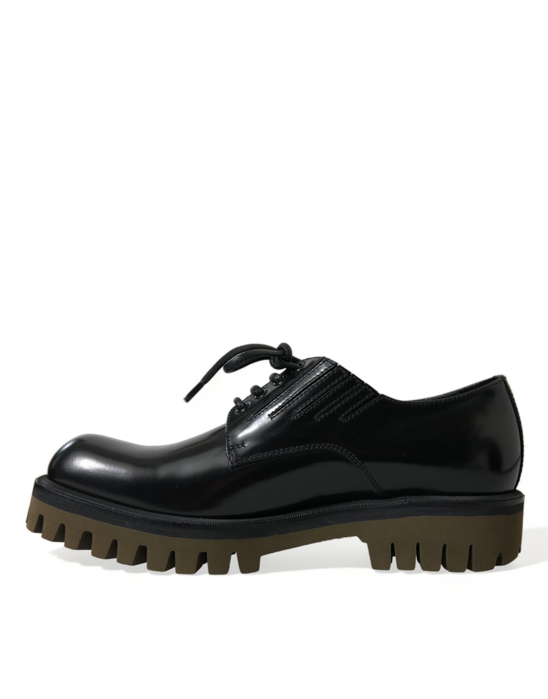 Dolce & Gabbana Black Leather Lace Up Derby Men Dress Shoes - 4