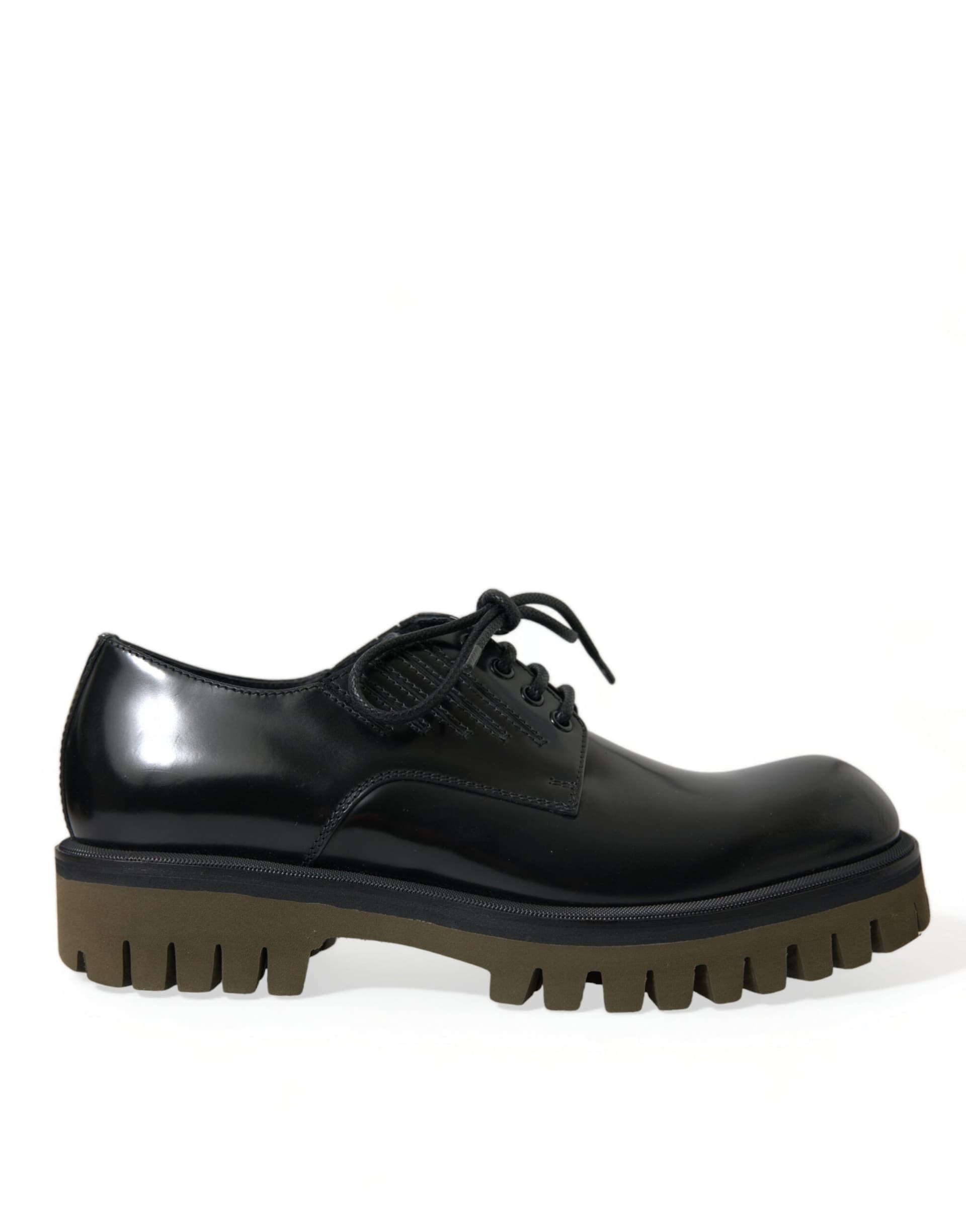 Dolce & Gabbana Black Leather Lace Up Derby Men Dress Shoes - 5