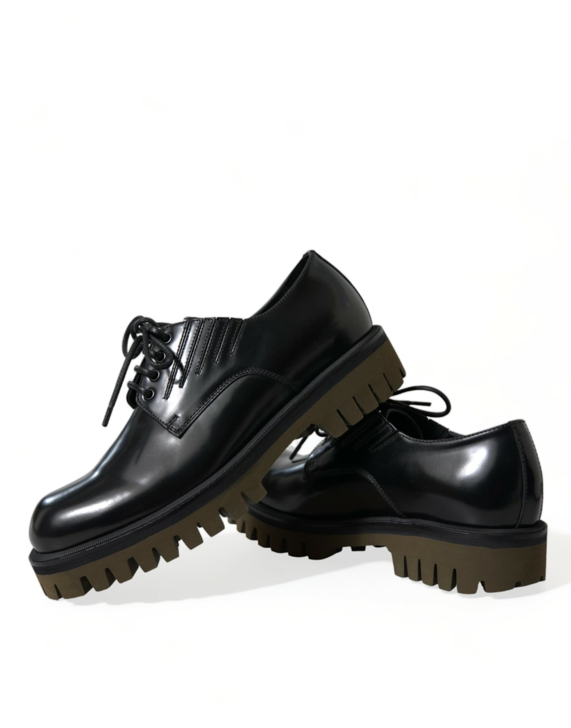 Dolce & Gabbana Black Leather Lace Up Derby Men Dress Shoes - 7