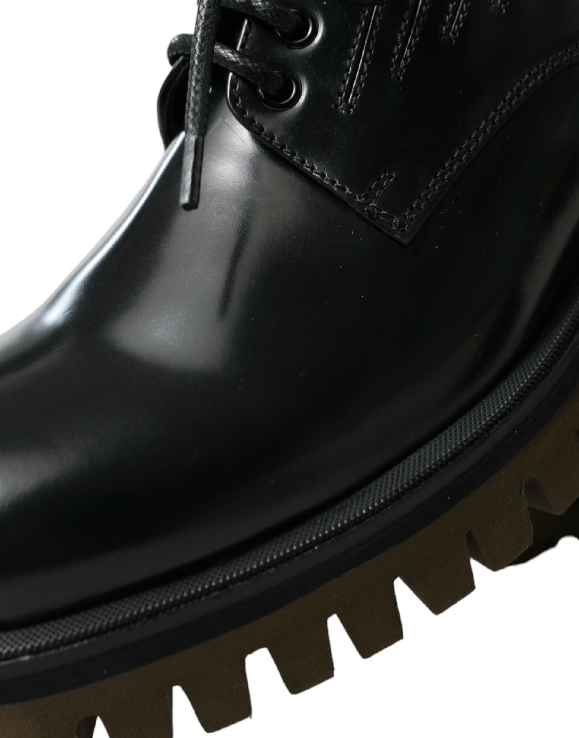 Dolce & Gabbana Black Leather Lace Up Derby Men Dress Shoes - 8