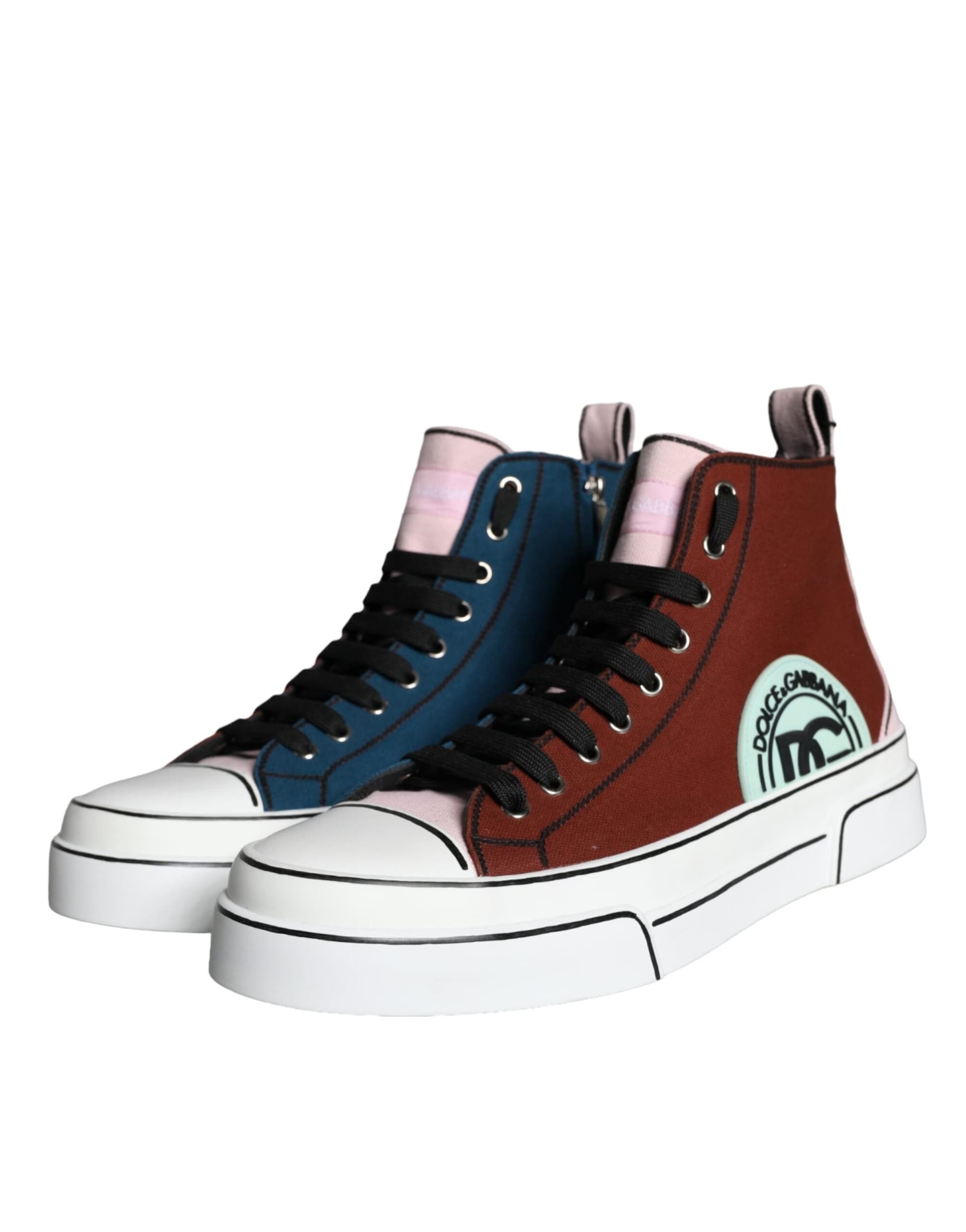 Dolce & Gabbana Multicolor Patchwork High Top Sneaker Shoes - 2