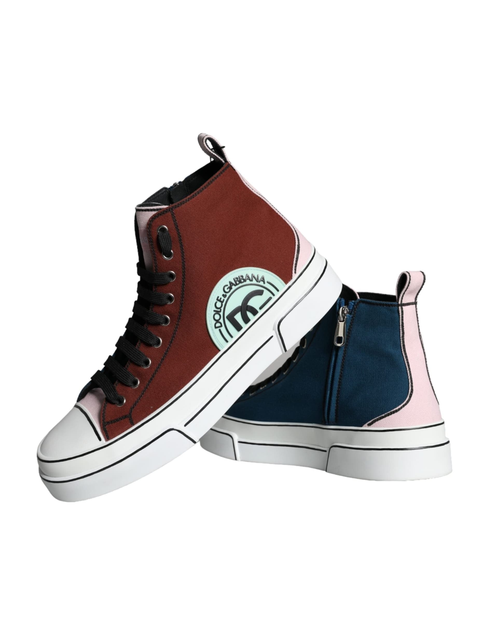 Dolce & Gabbana Multicolor Patchwork High Top Sneaker Shoes - 7