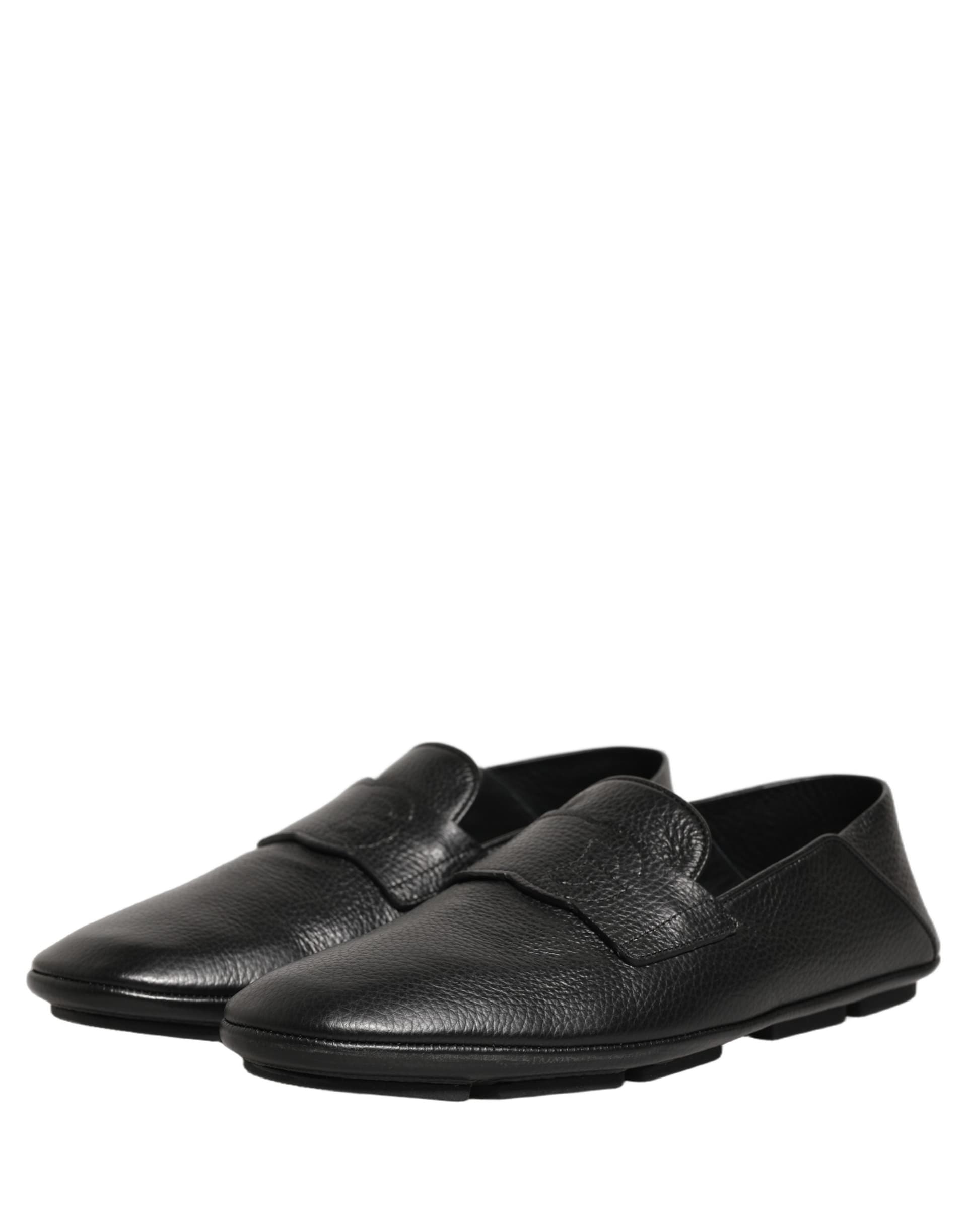 Dolce & Gabbana Black Deerskin Leather Driver Loafers Shoes - 4