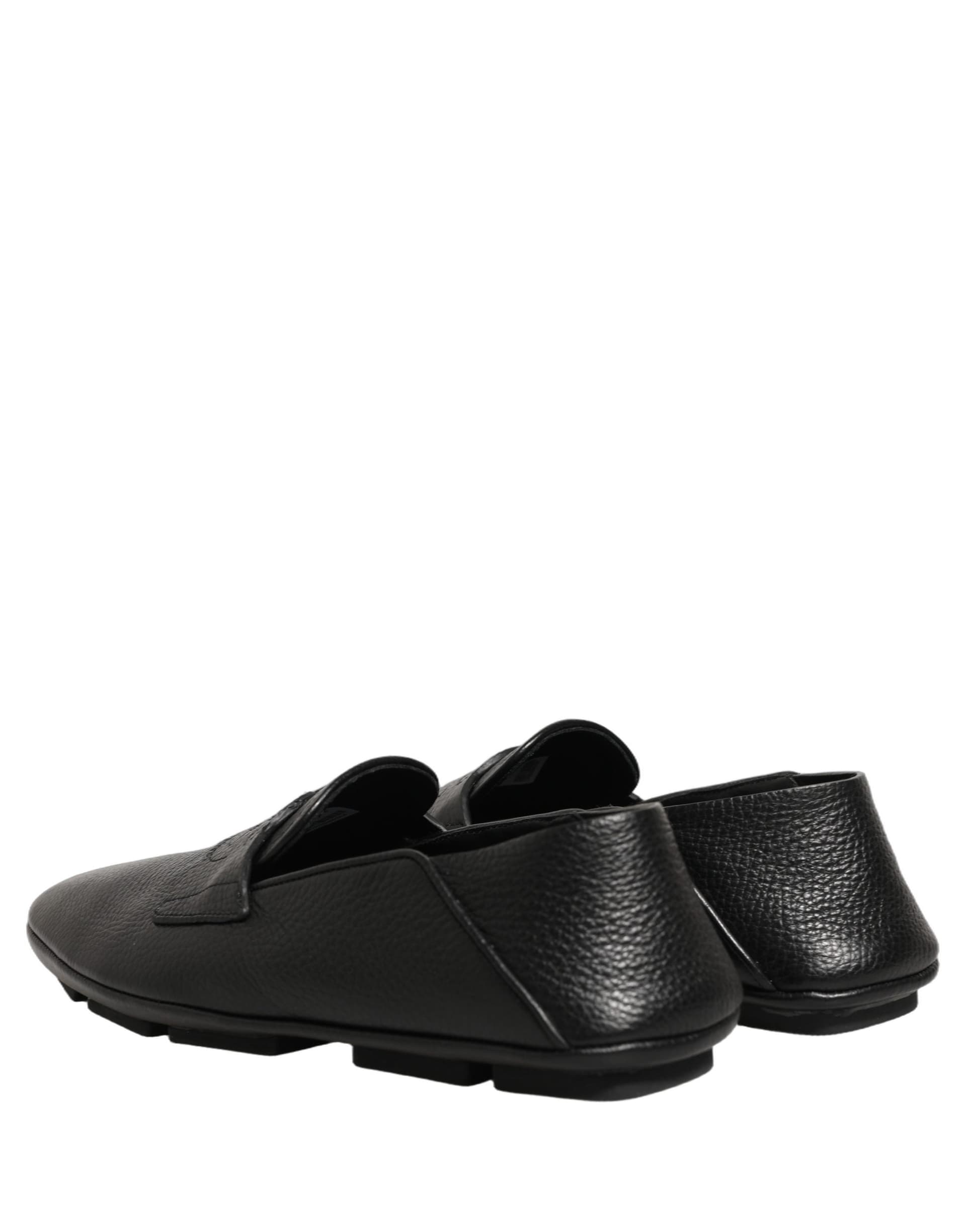 Dolce & Gabbana Black Deerskin Leather Driver Loafers Shoes - 5