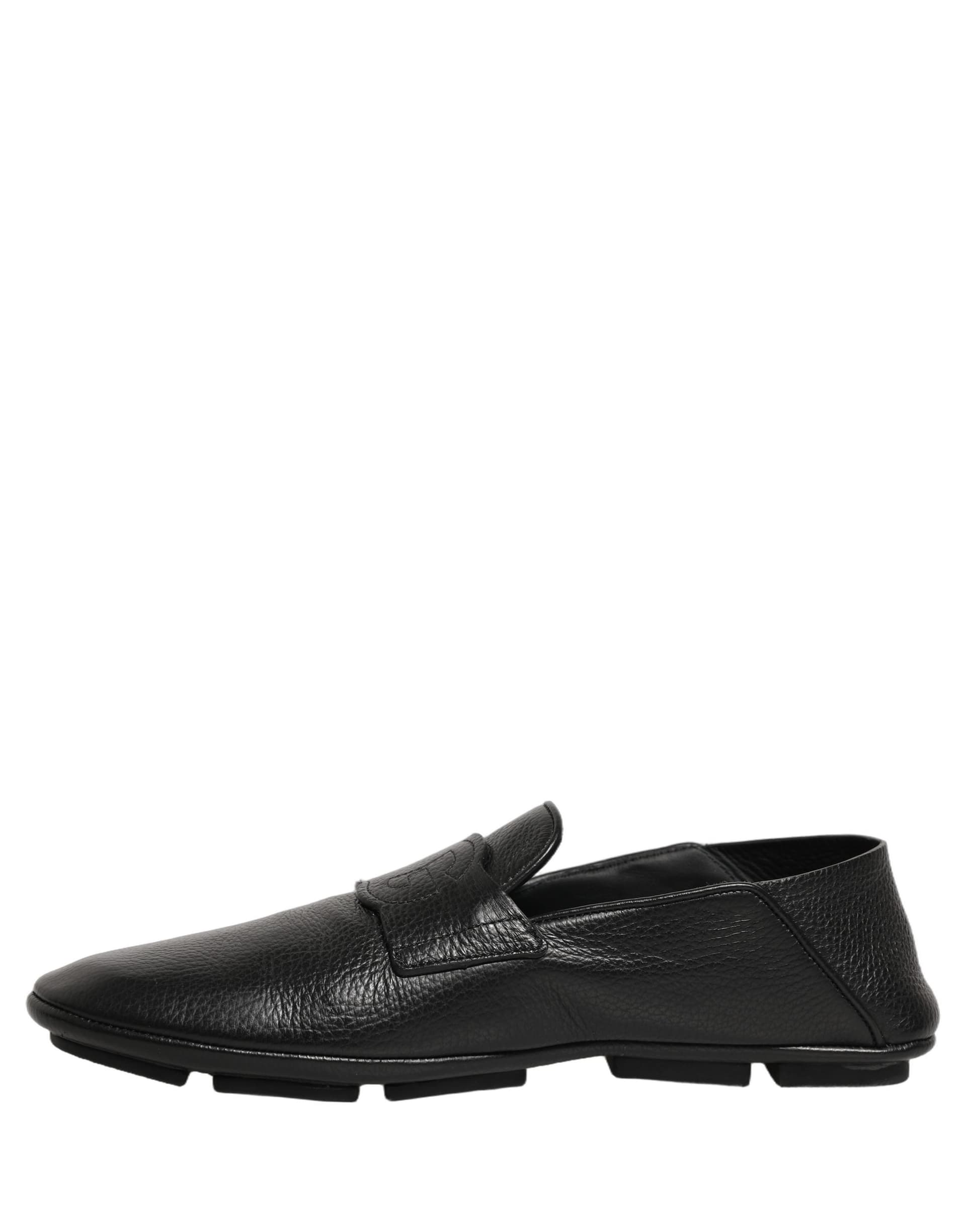 Dolce & Gabbana Black Deerskin Leather Driver Loafers Shoes - 6