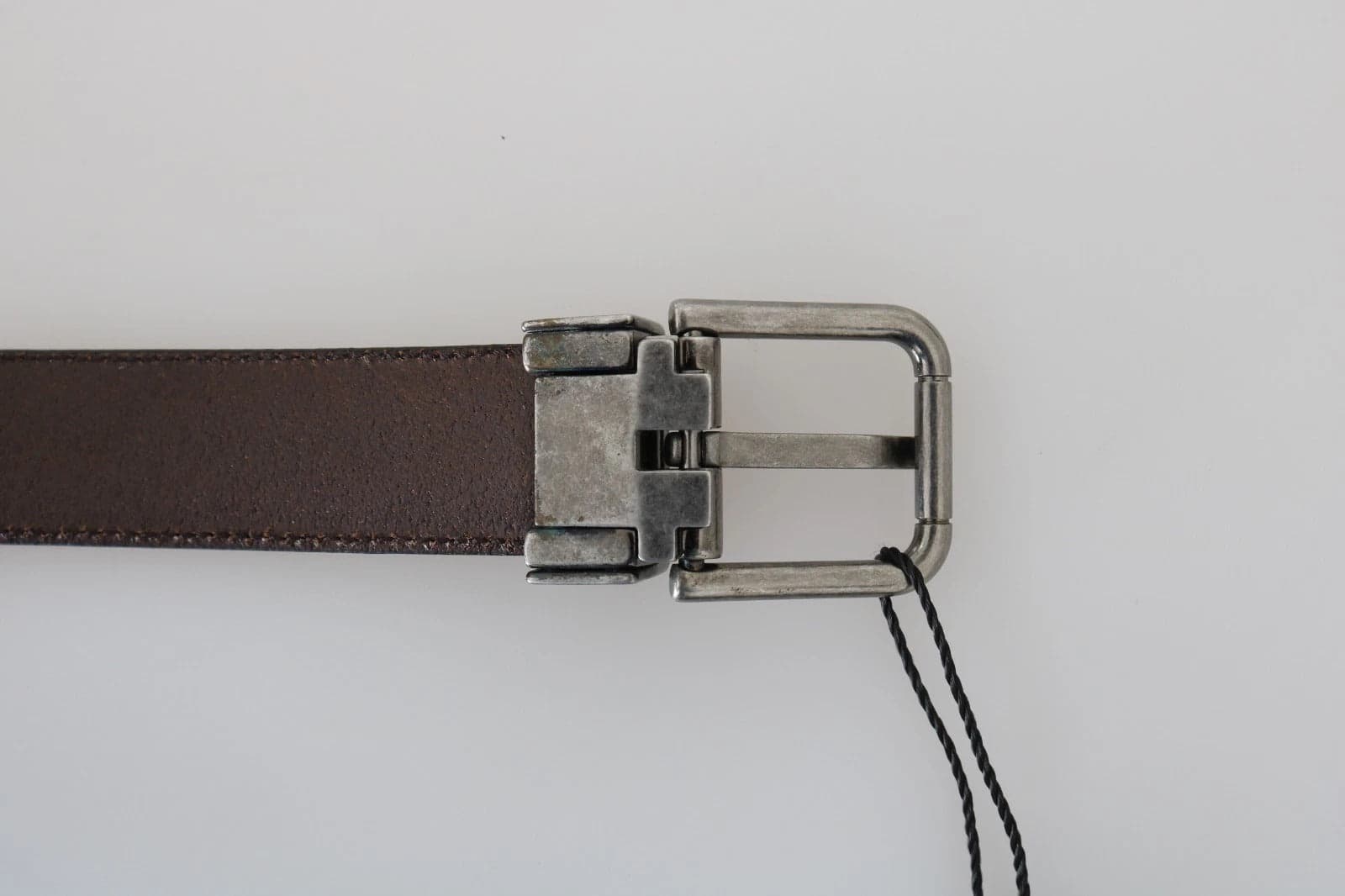 Dolce & Gabbana Blue Perforated Leather Gray Buckle Belt - 3
